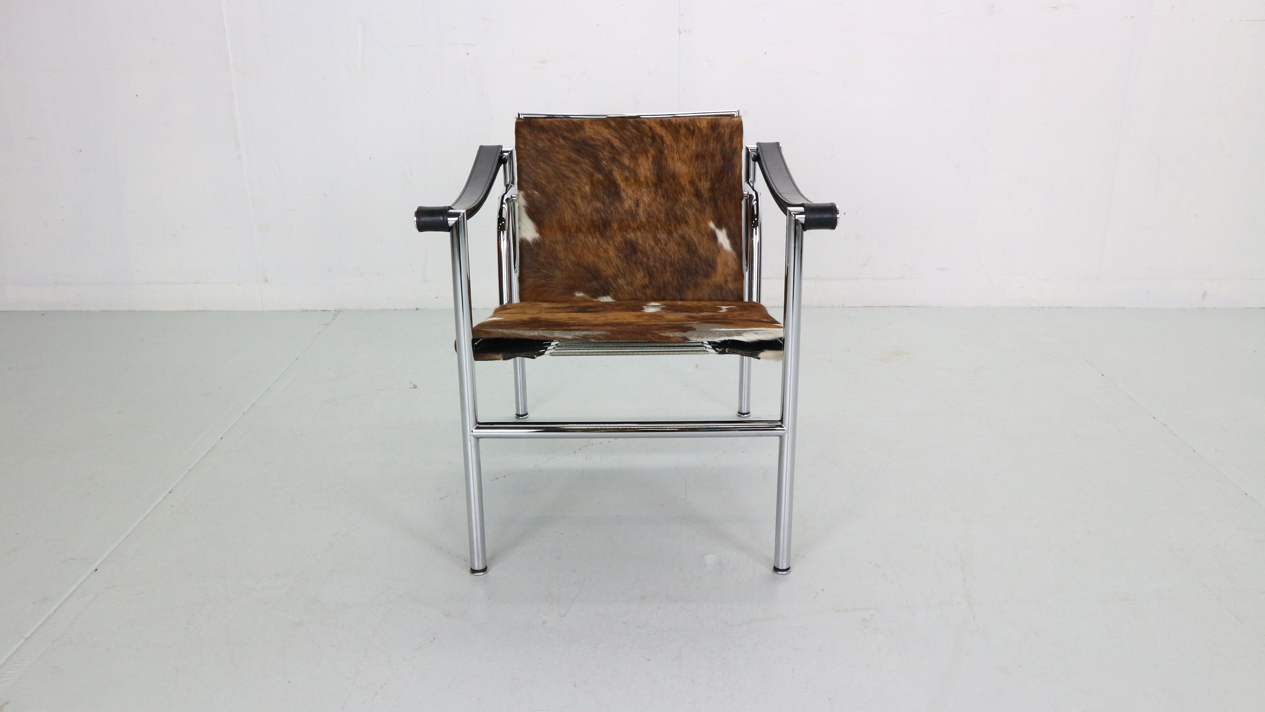 Mid-Century Modern Le Corbusier Pony Skin Armchair Model-LC1 for Cassina, 1970s, Italy