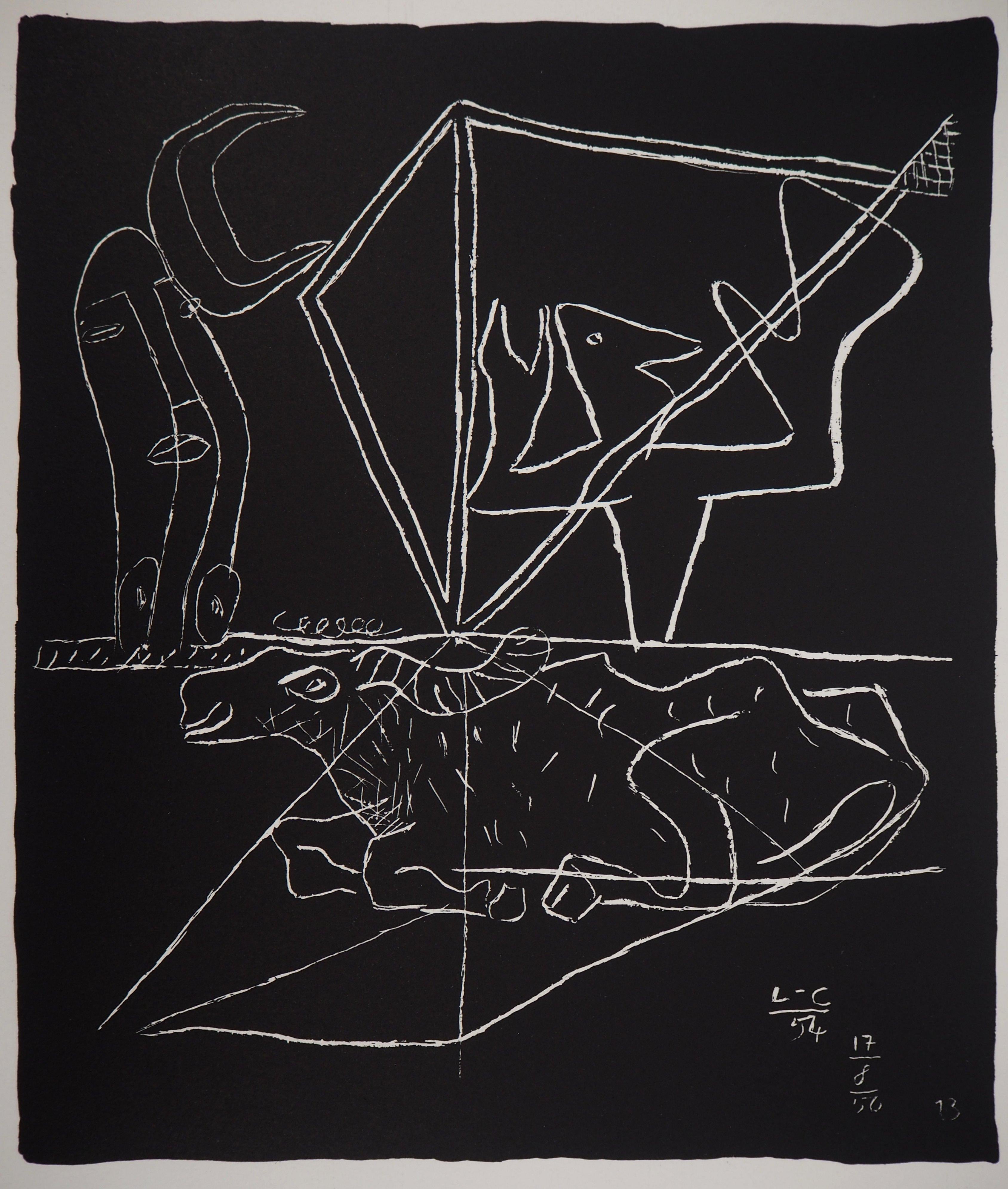 Bull and Surrealist Dream - Original lithograph (Atelier Michel Cassé), 1964 - Modern Print by Le Corbusier