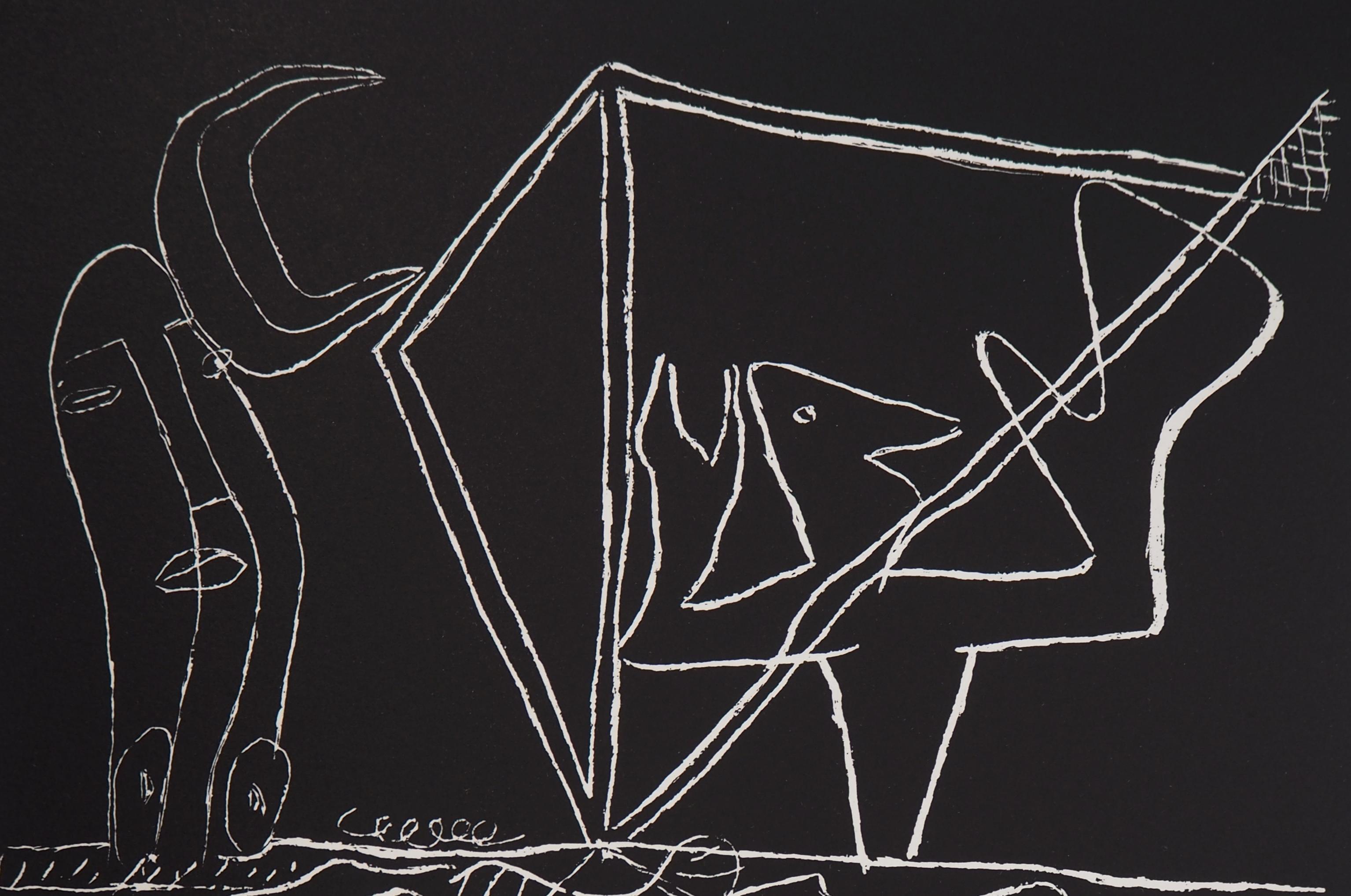 Bull and Surrealist Dream - Original lithograph (Atelier Michel Cassé), 1964 2