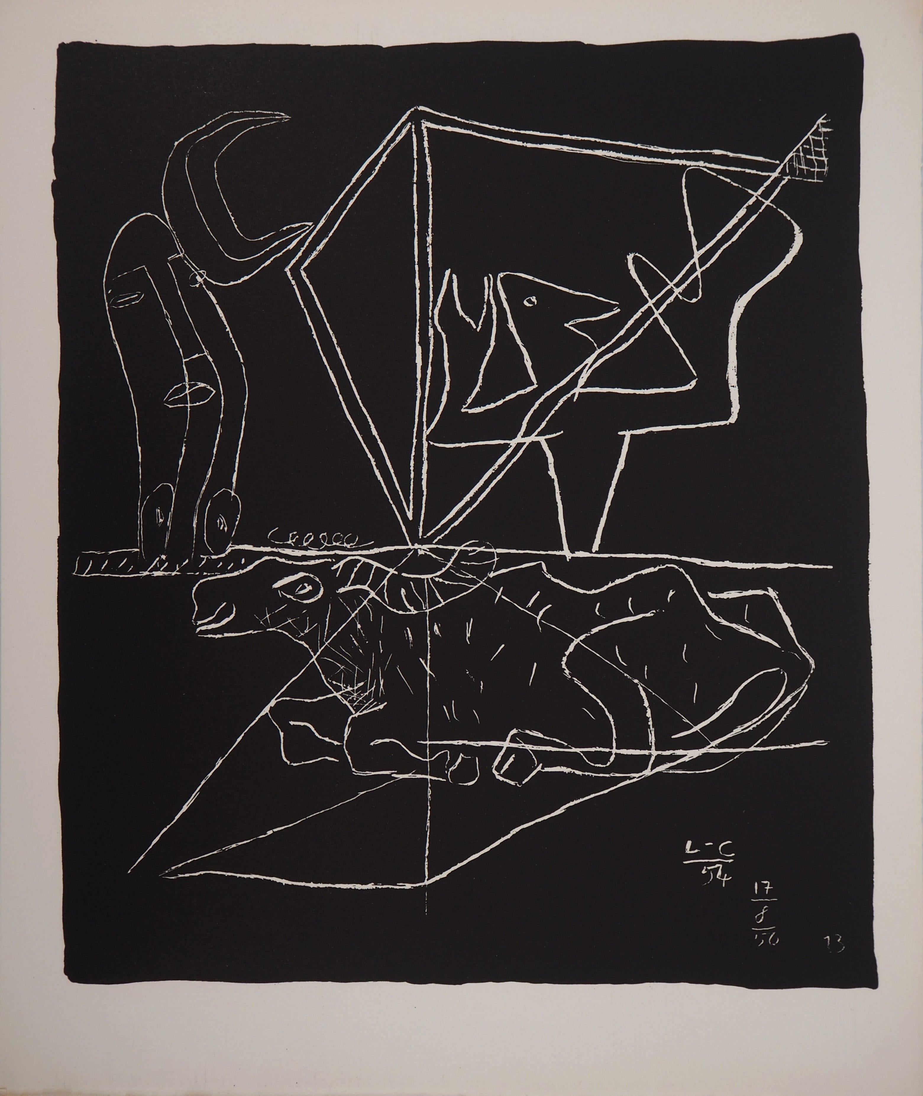 Le Corbusier Figurative Print - Bull and Surrealist Dream - Original lithograph (Atelier Michel Cassé), 1964