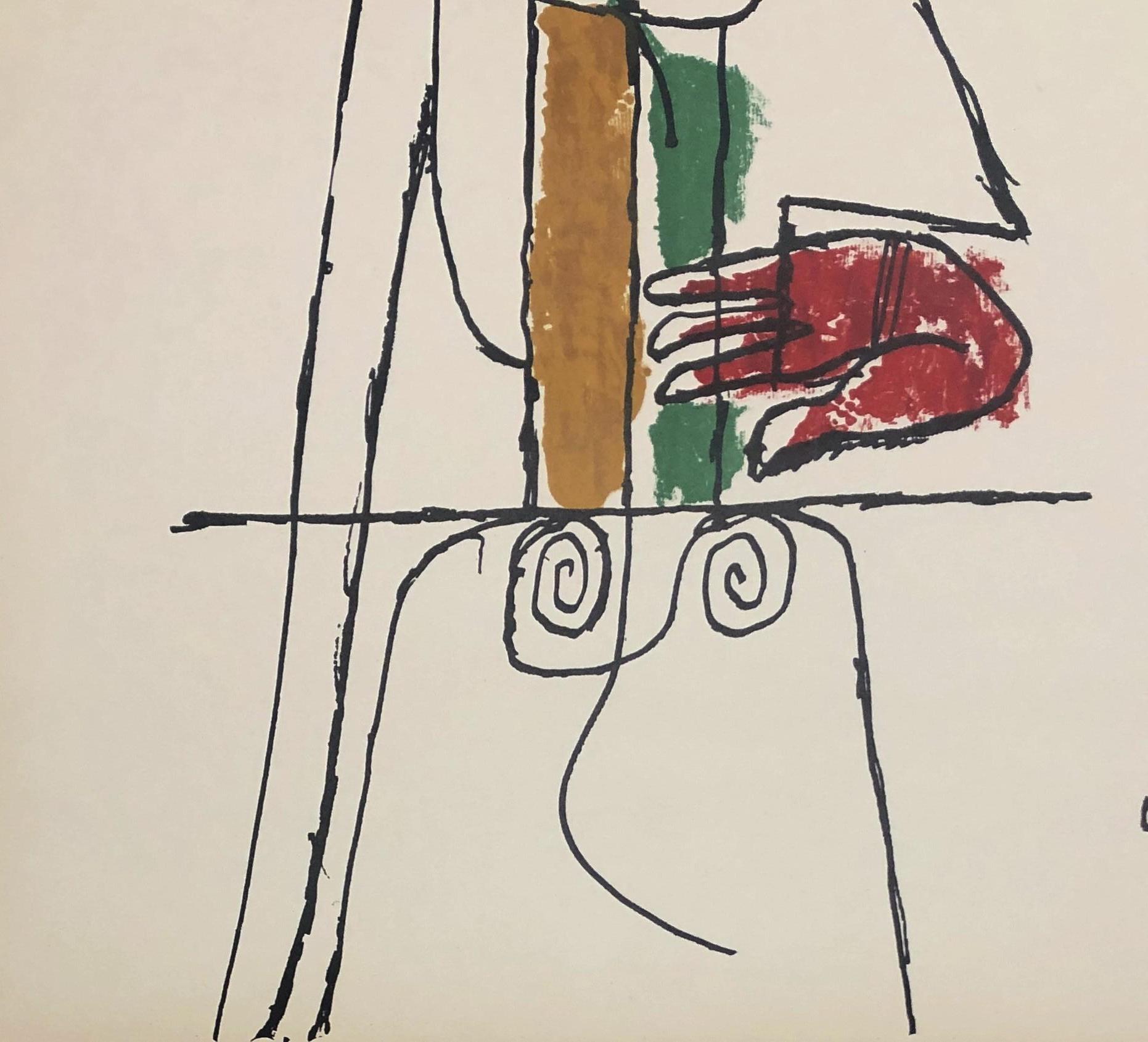 Composition with Red Hand for Chandigarh - Original Lithograph 1