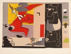 Femme Unicorne et taureau noir (licorne ailée) von Le Corbusier