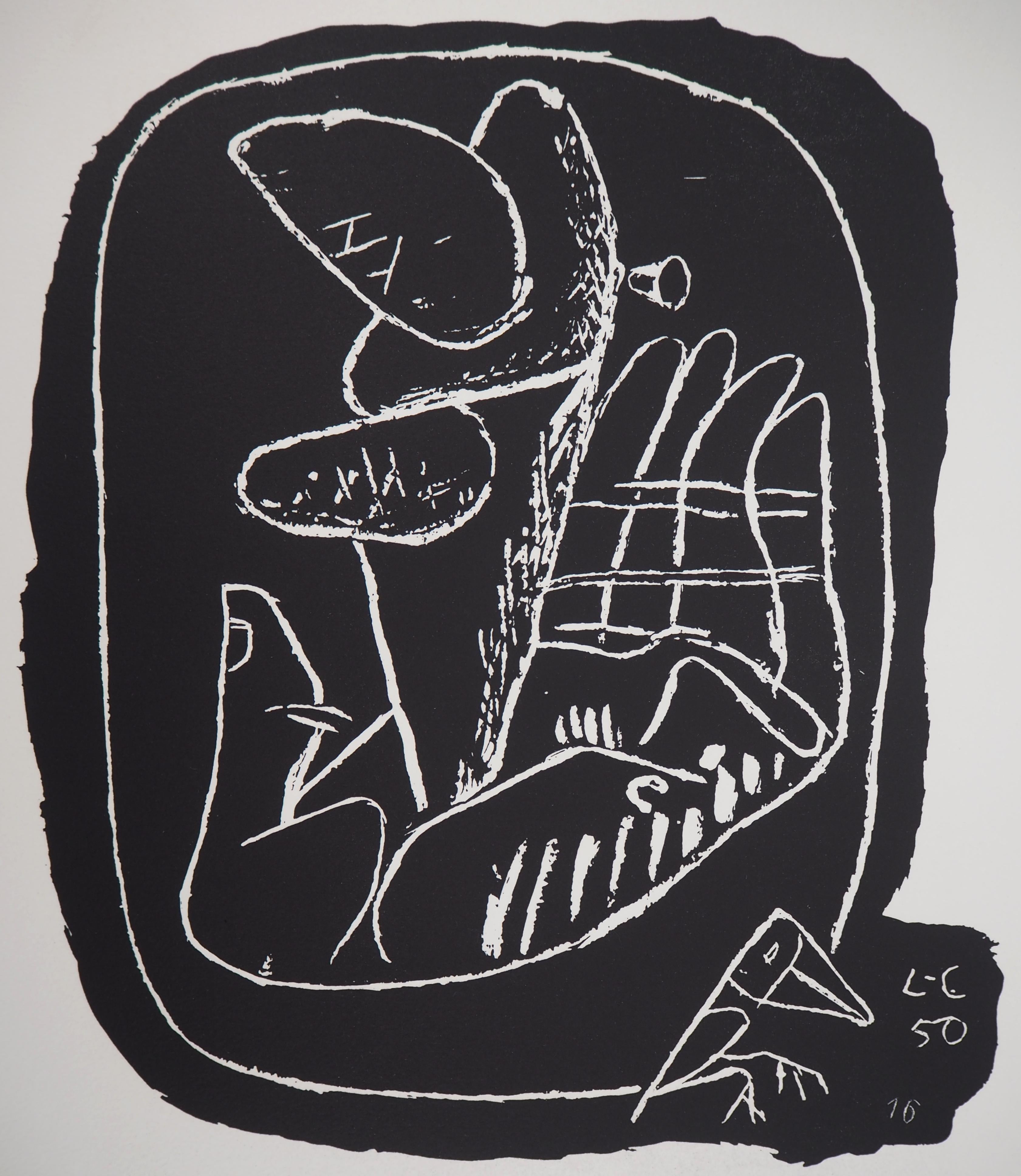 Hand with Enigmatic Symbol - Original lithograph (Atelier Michel Cassé), 1964 - Modern Print by Le Corbusier