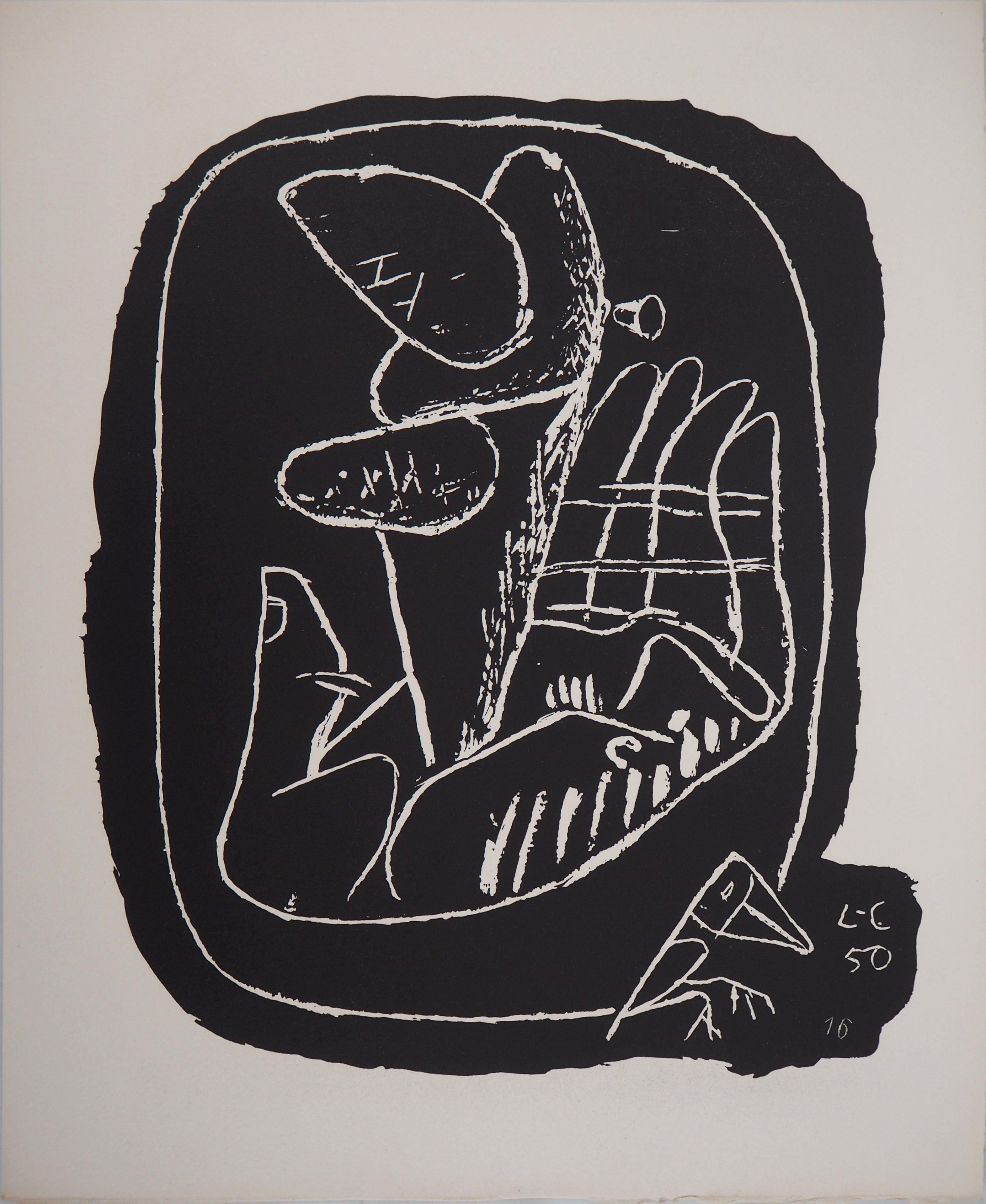 Le Corbusier Figurative Print - Hand with Enigmatic Symbol - Original lithograph (Atelier Michel Cassé), 1964
