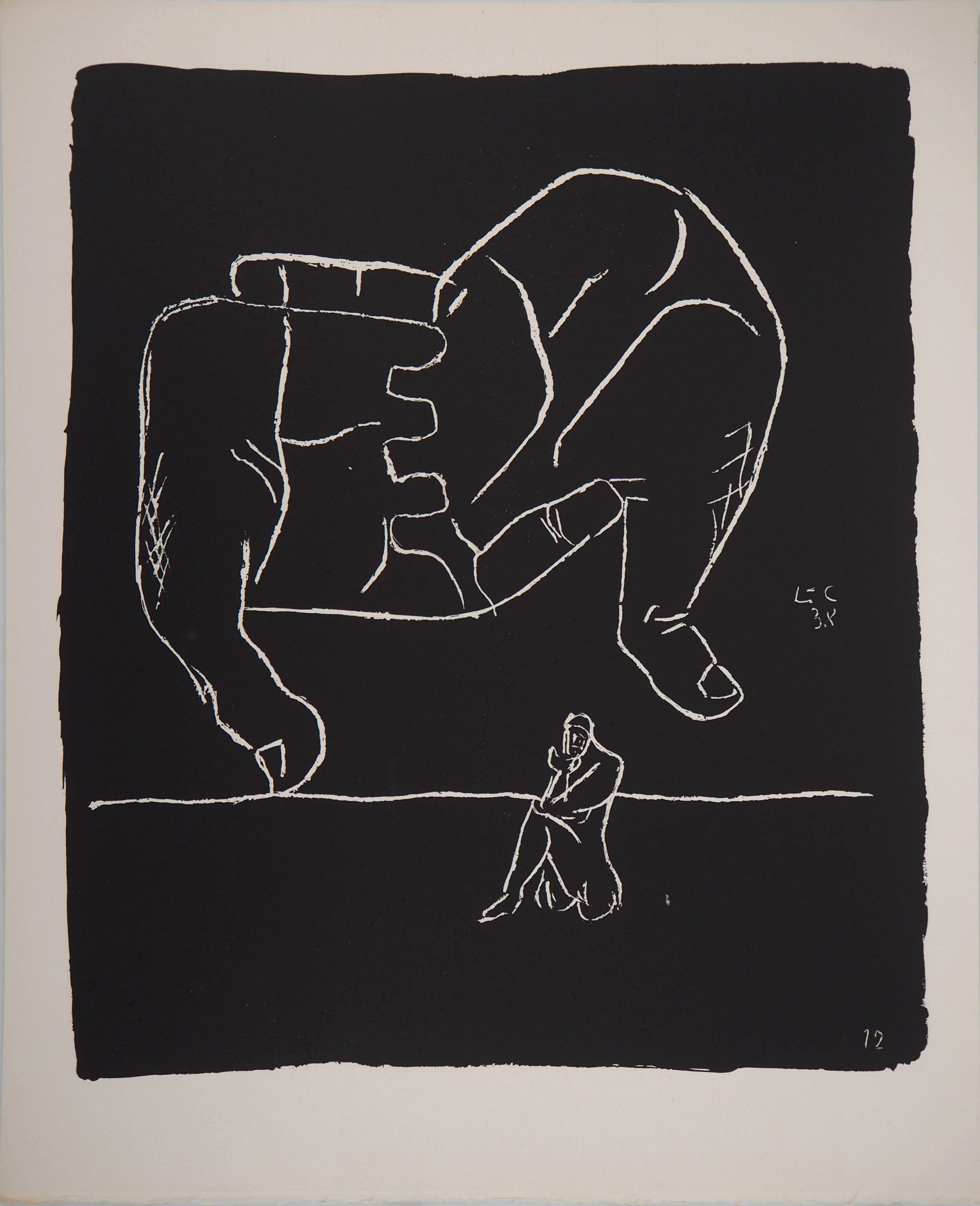 Le Corbusier Figurative Print - Hands and the Thinker - Original lithograph (Atelier Michel Cassé), 1964