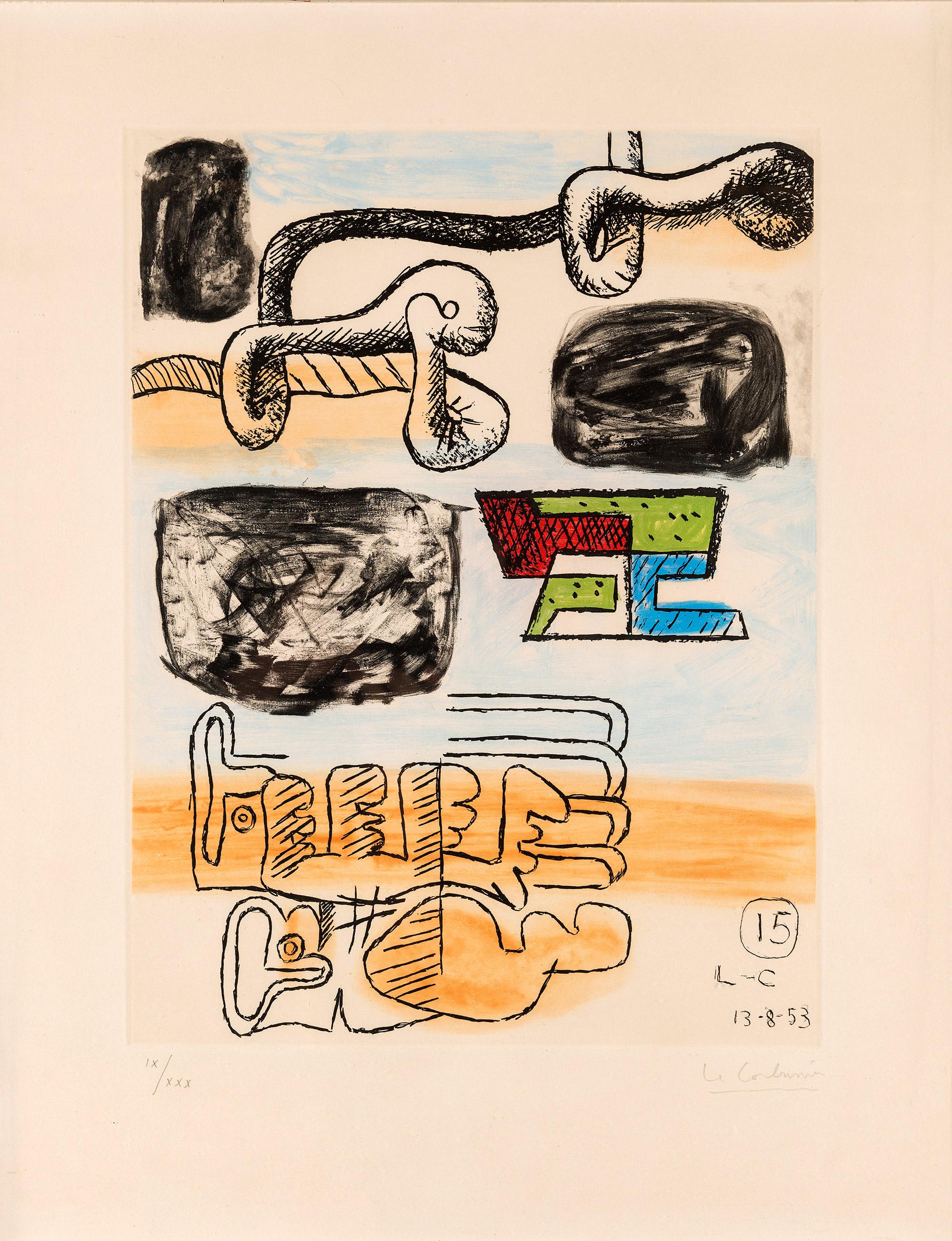 Le Corbusier Figurative Print - LE CORBUSIER, "UNITÉ" PLANCHE 15, IX/XXX