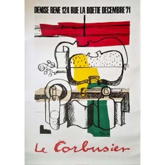 Vintage Le Corbusier's original 1971 exhibition poster at Galerie Denise René