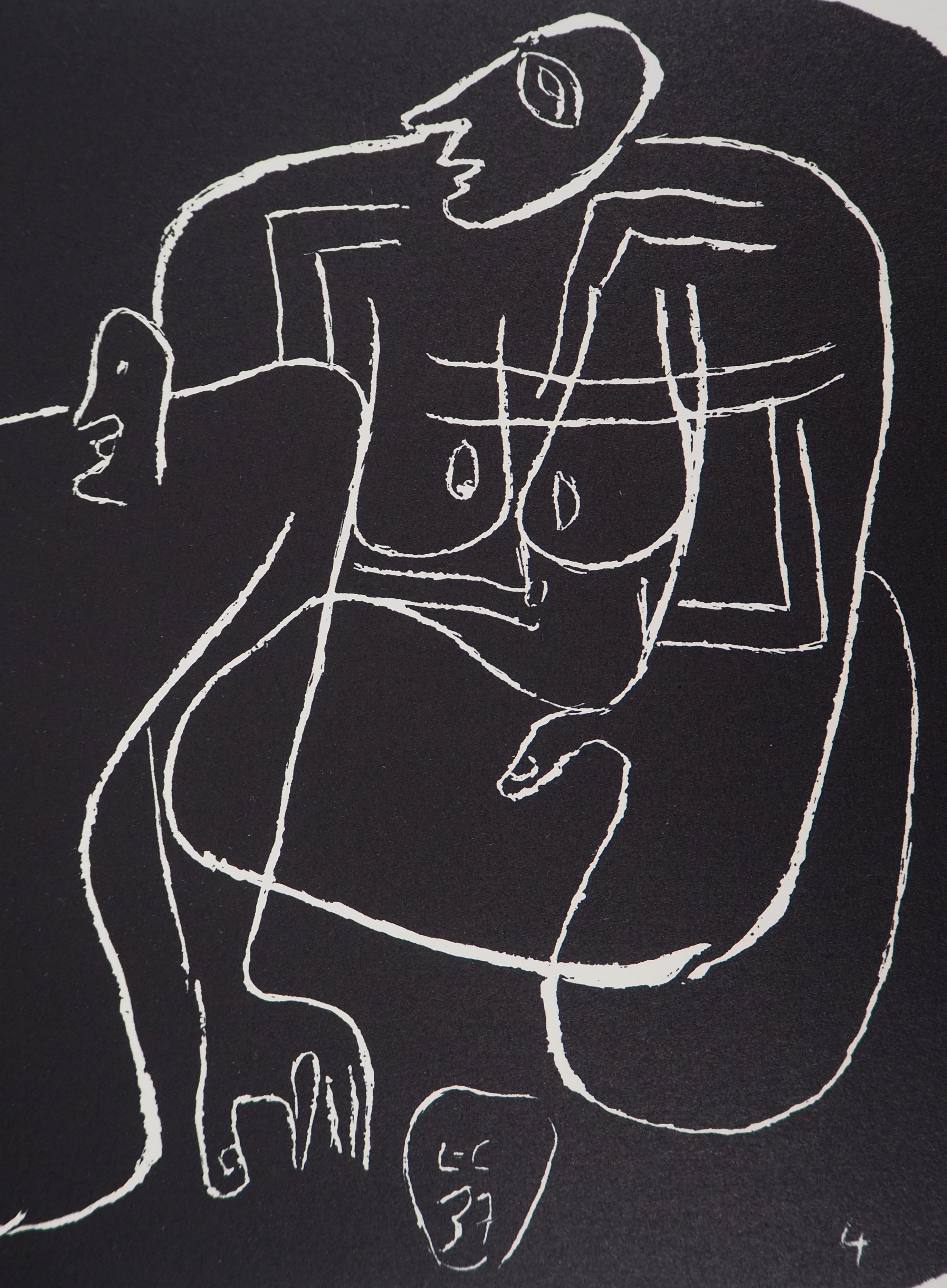 Lovers - Original lithograph (Atelier Michel Cassé), 1964 - Gray Nude Print by Le Corbusier