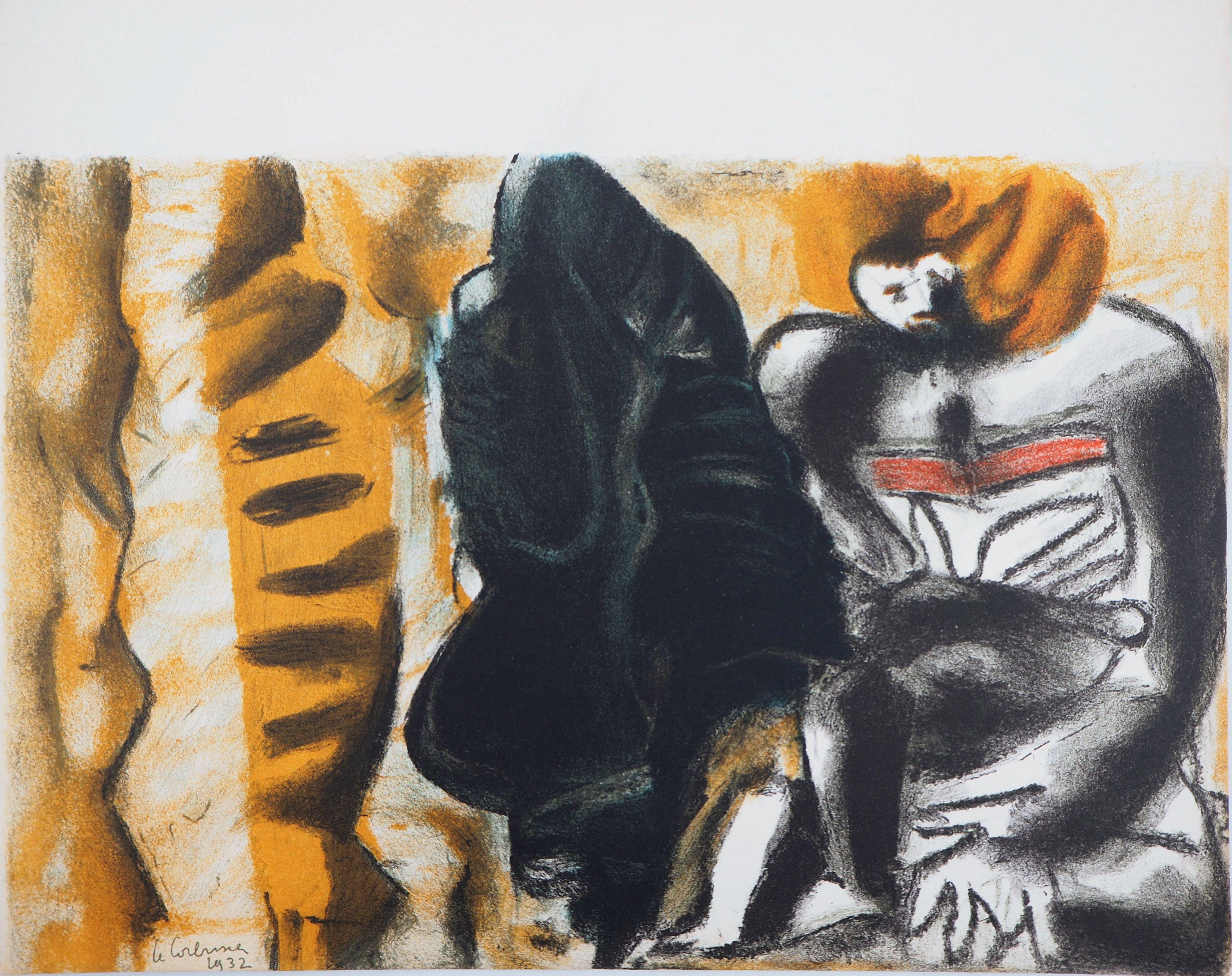 Figurative Print di Le Corbusier - Uomo e ombra - Litografia originale (Morance 1938)