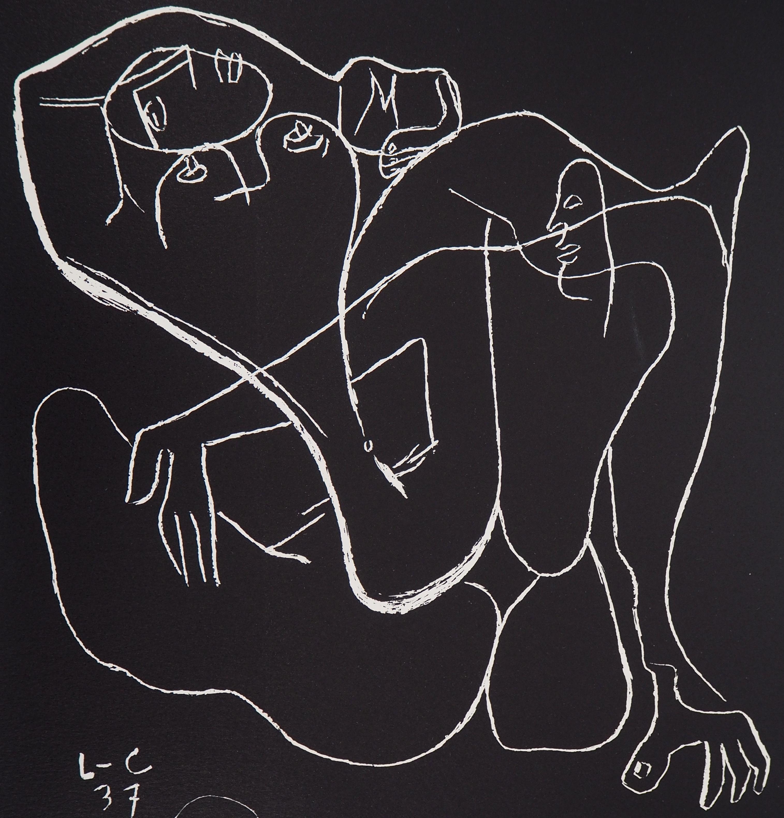 Passion of the Lovers - Original lithograph (Atelier Michel Cassé), 1964 - Black Nude Print by Le Corbusier