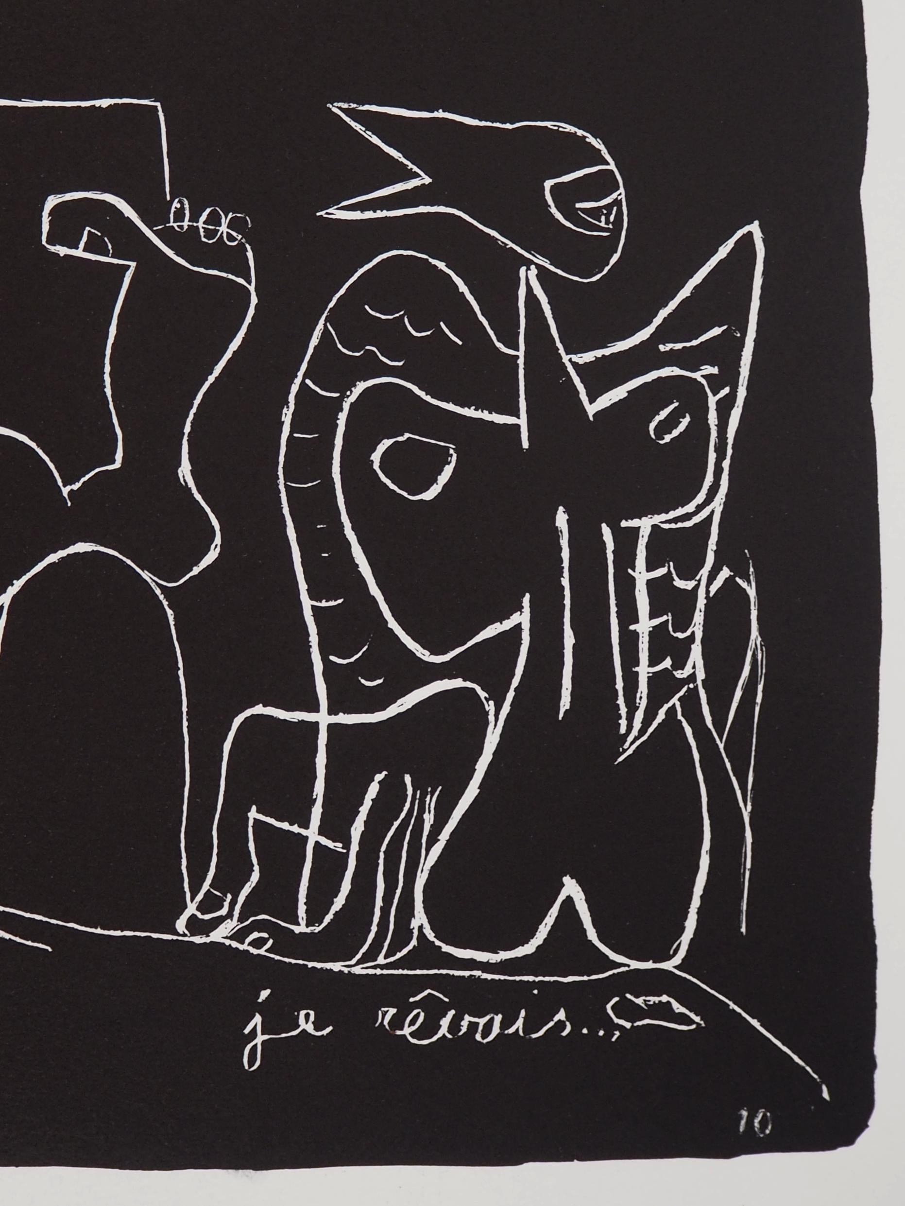 Surrealist Dream - Original lithograph (Atelier Michel Cassé), 1964 - Black Nude Print by Le Corbusier