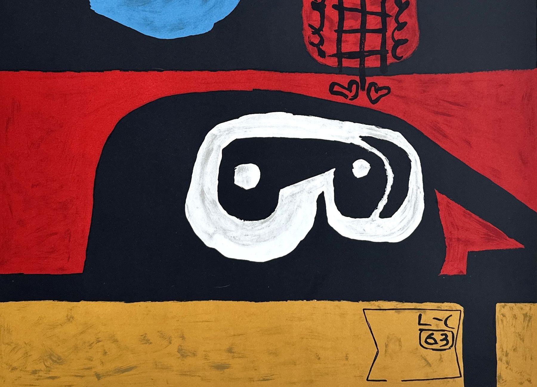 Surrealistischer Traum – Originallithographie, signiert auf dem Teller (Schwarz), Abstract Print, von Le Corbusier
