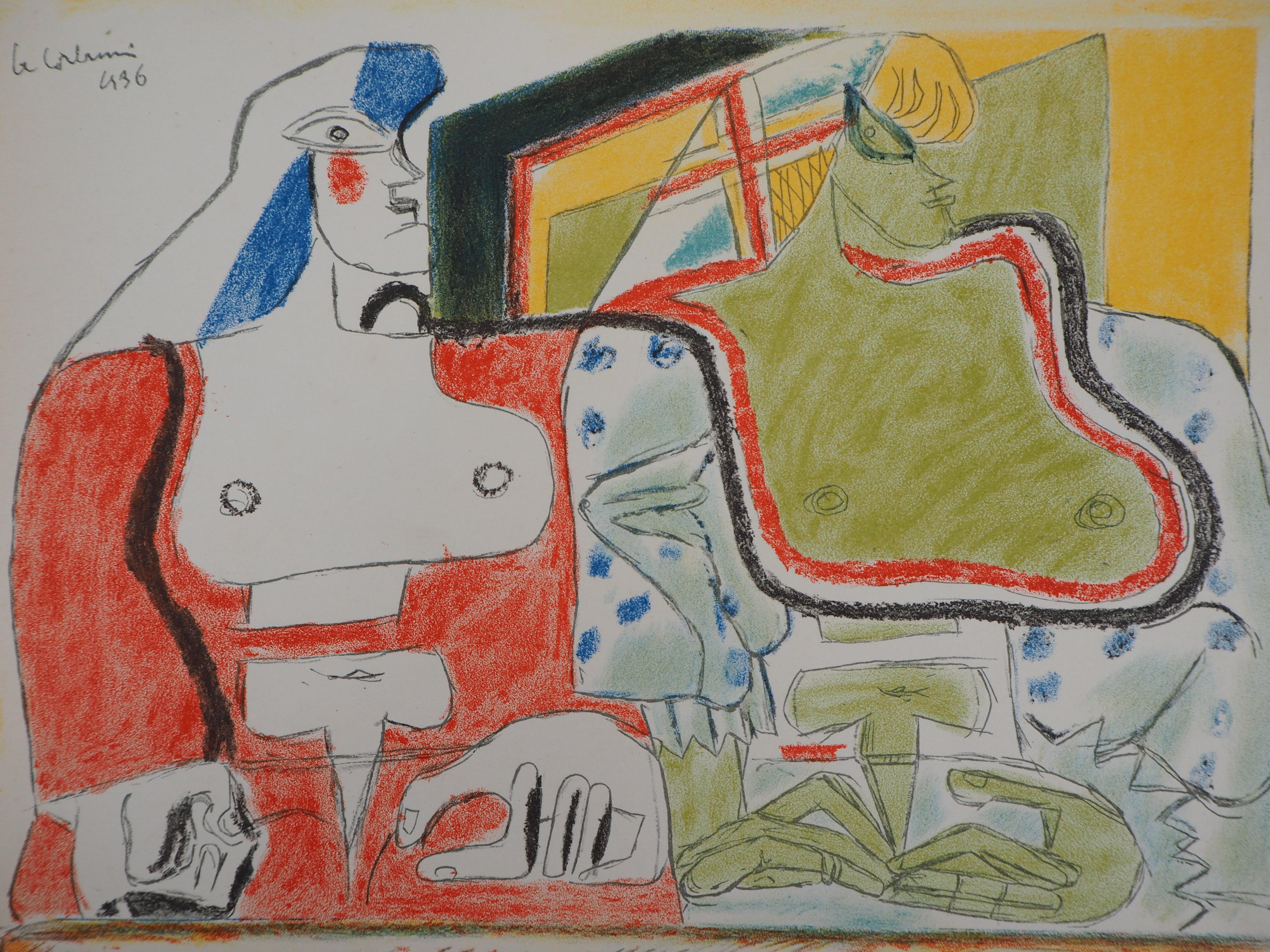 Two Spanish Women - Original Lithograph - Cubist Print by Le Corbusier