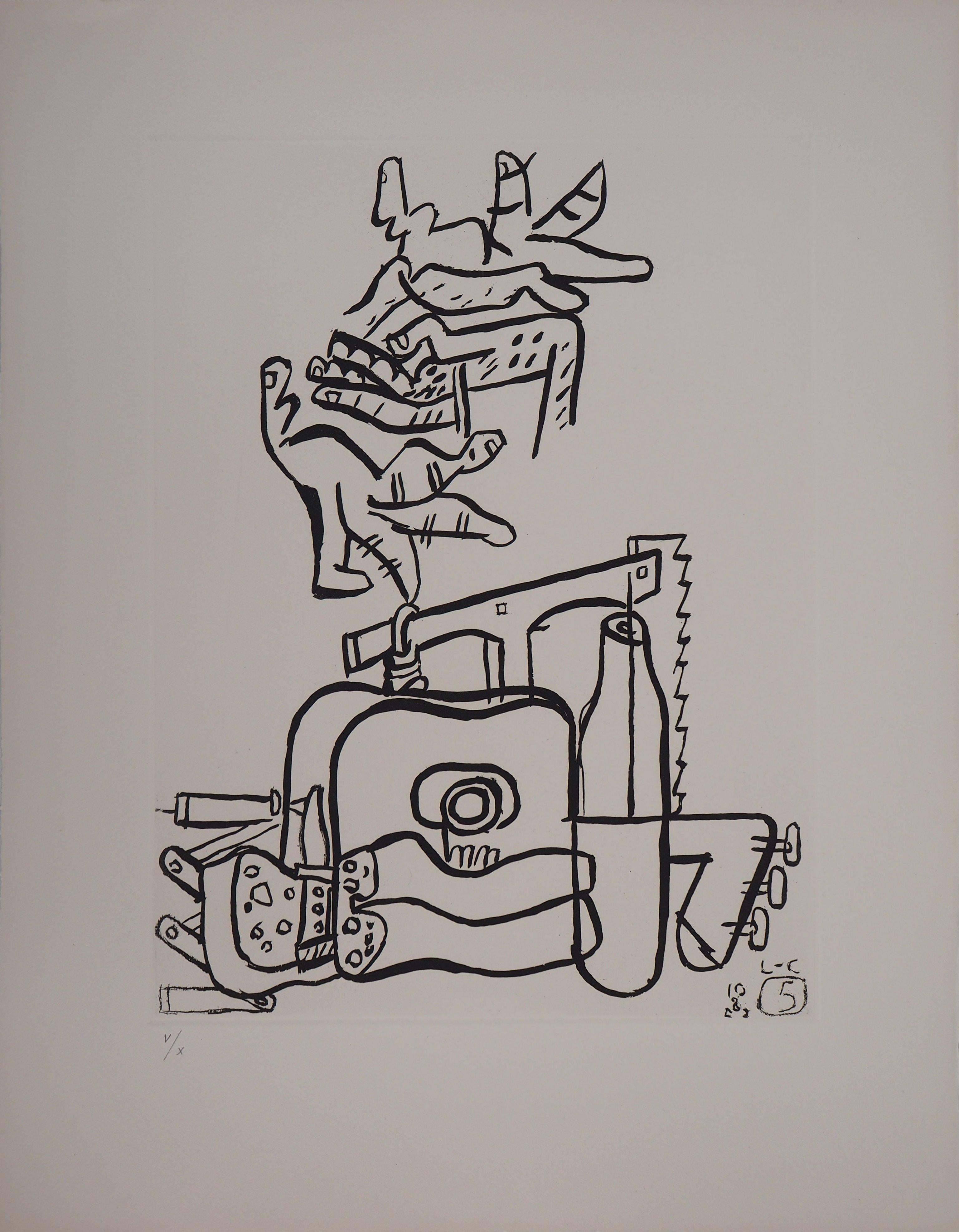 Unite : Architect Tools and Hands - Original etching - Numbered / 10 - Modern Print by Le Corbusier