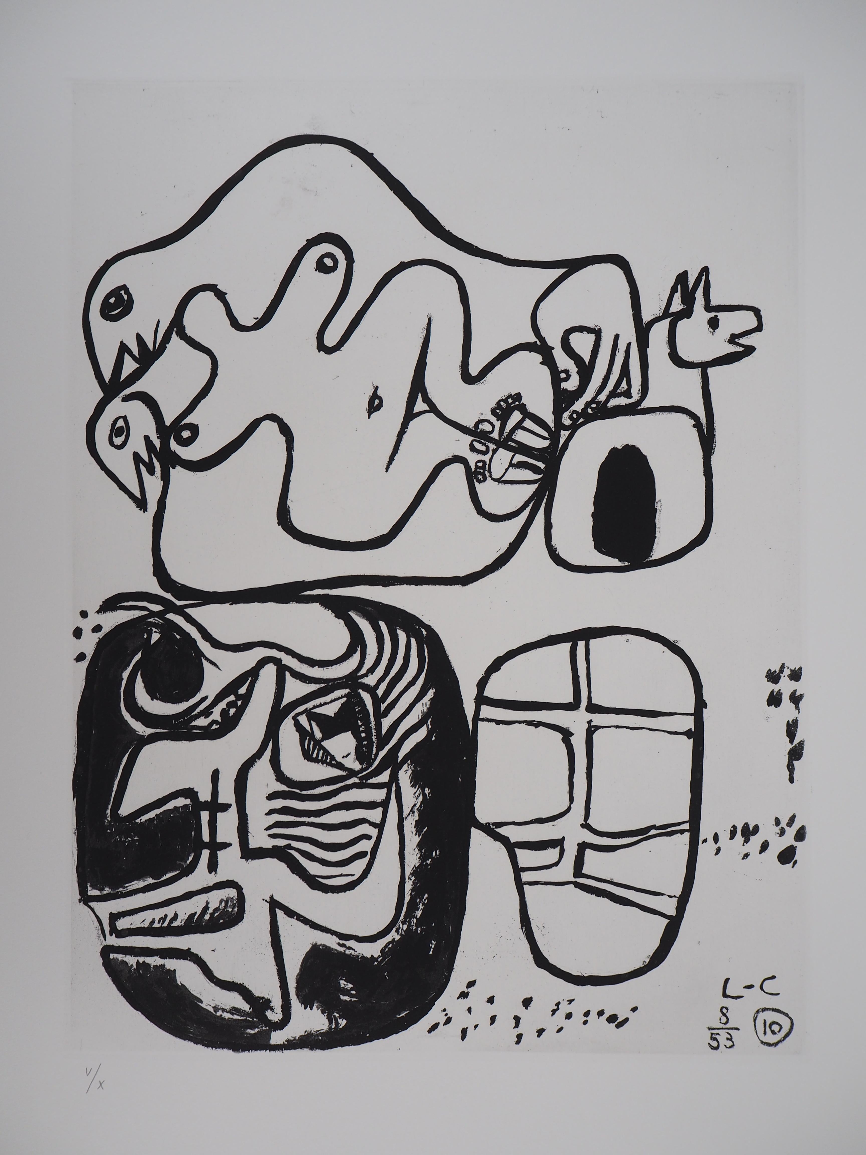 Le Corbusier Figurative Print - Unite : Hugging Couple - Original etching - Numbered / 10