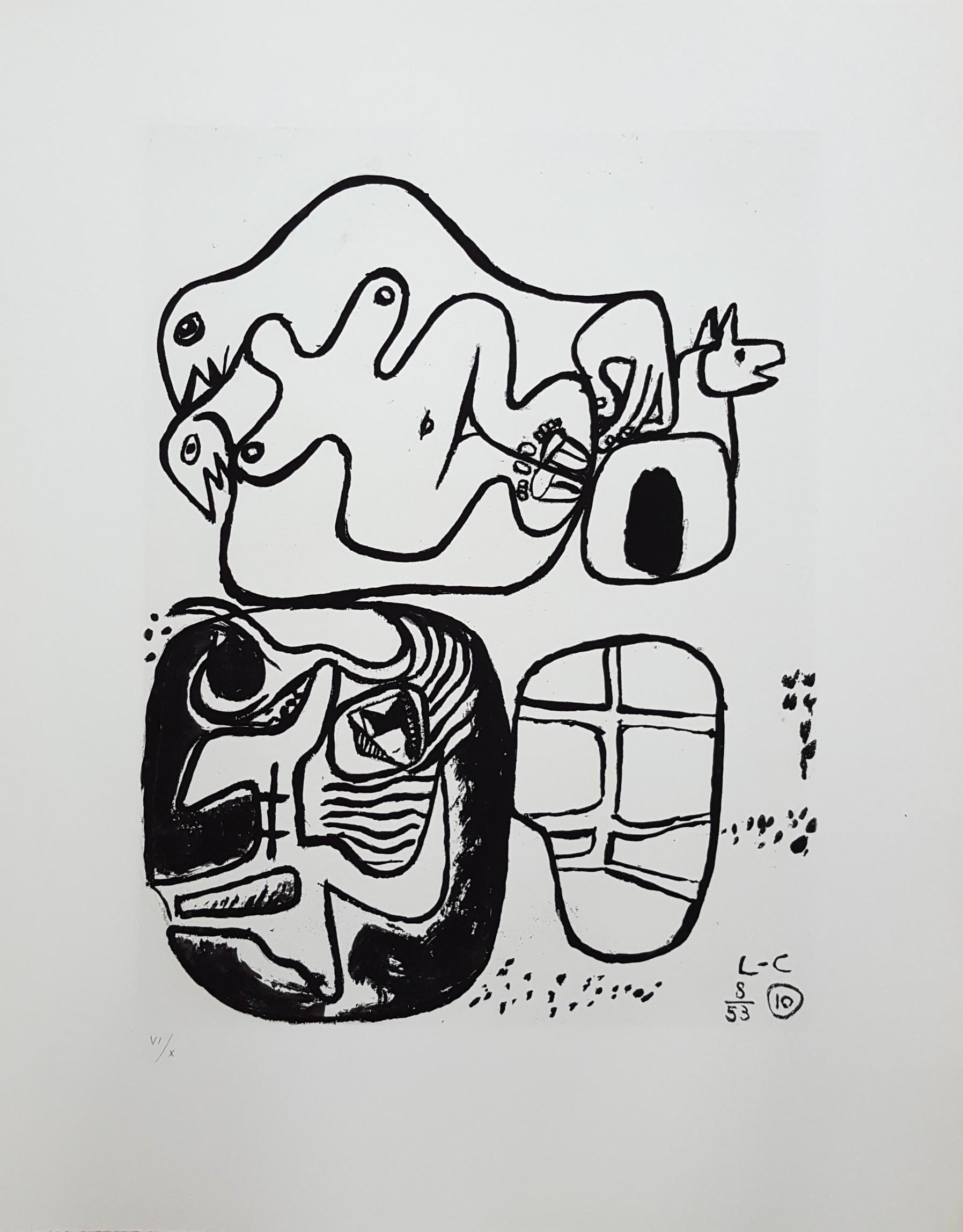 Unité, Planche 10 (Set of 2) /// Surrealism Modern Art Le Corbusier Nude Animal For Sale 9