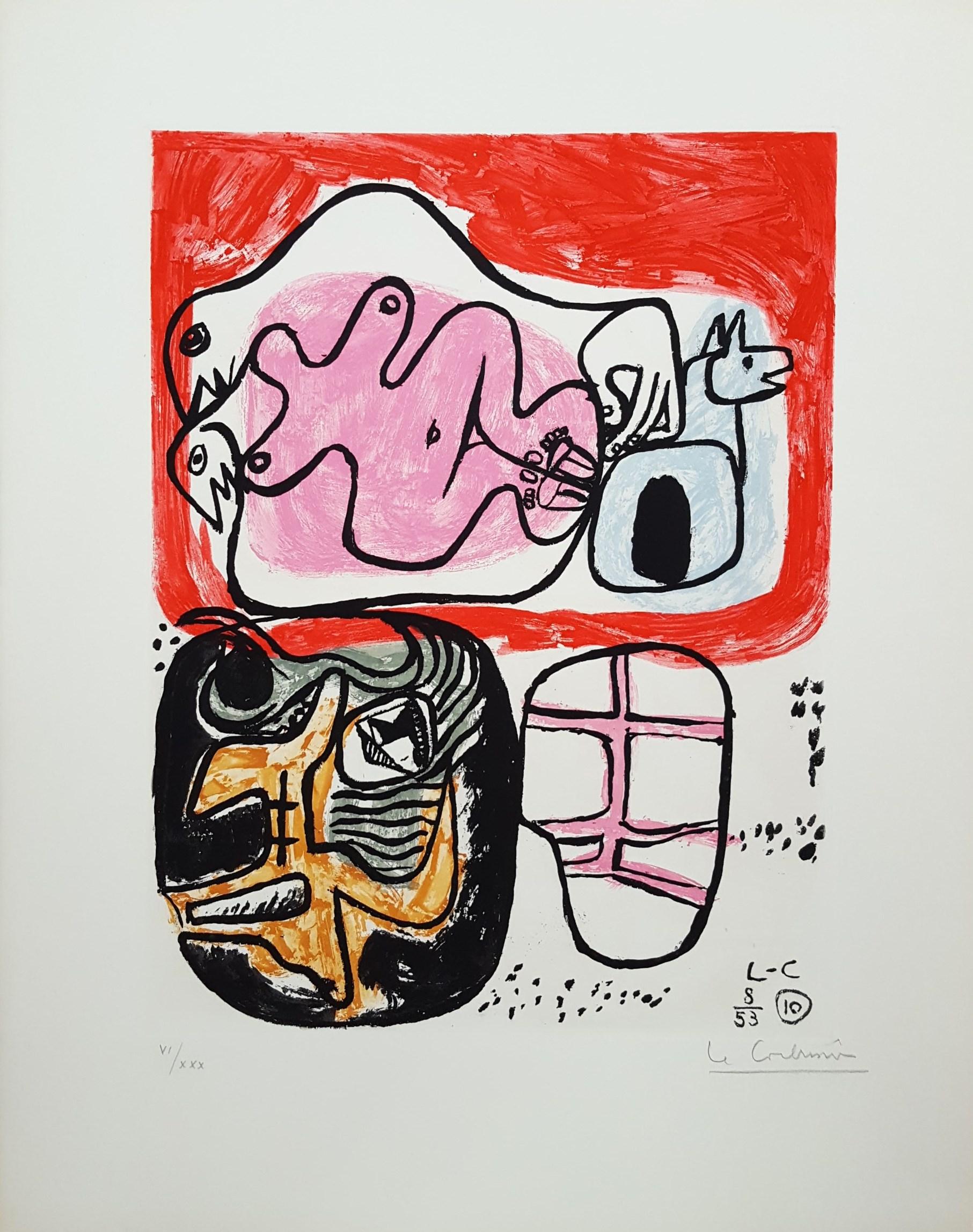 Unité, Planche 10 (Set of 2) /// Surrealism Modern Art Le Corbusier Nude Animal For Sale 1