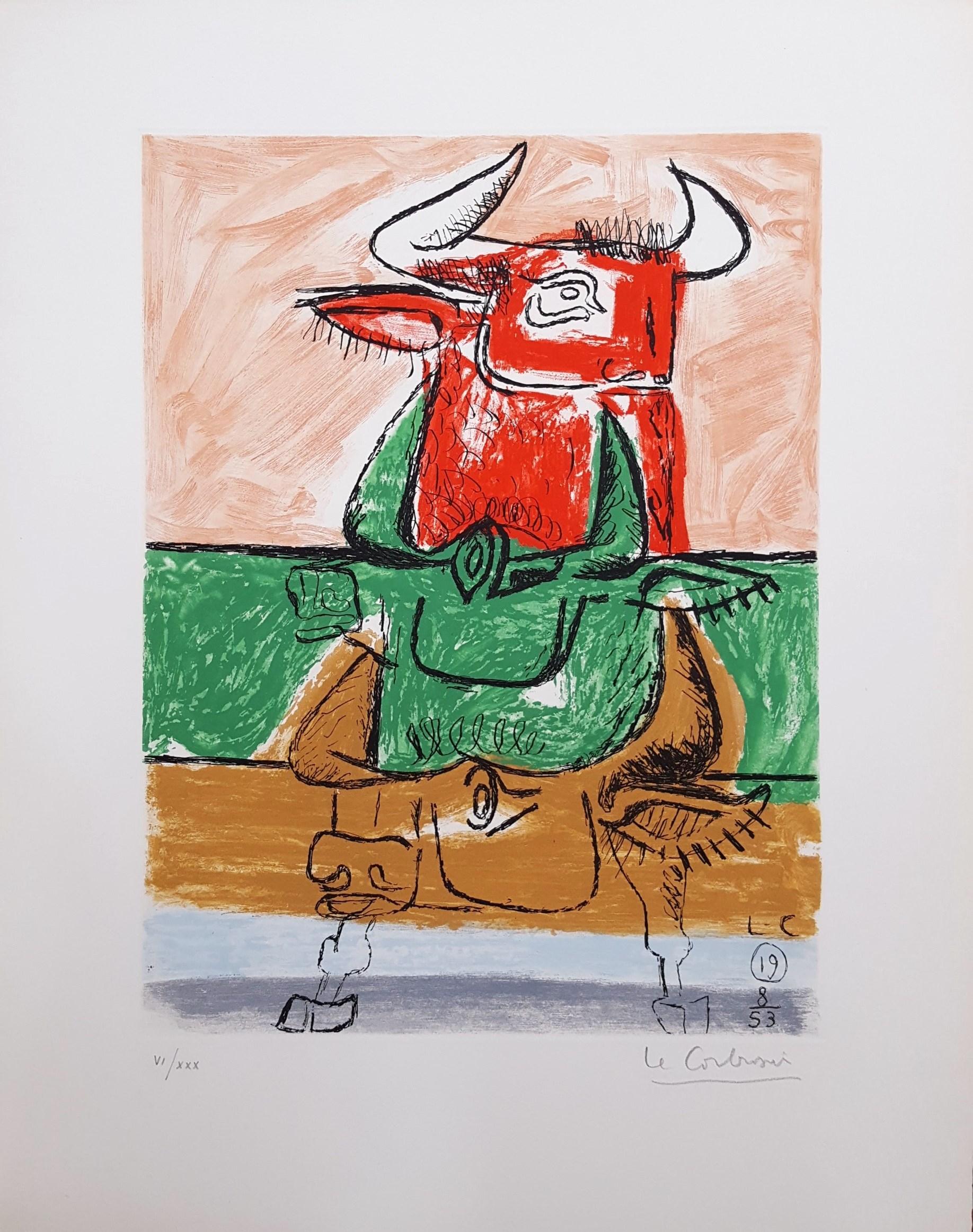 Unité, Planche 19 (Set of 2) /// Surrealism Modern Art Le Corbusier Bull Cow For Sale 1