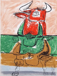 Unité, Planche 19 (Set of 2) /// Surrealism Modern Art Le Corbusier Bull Cow