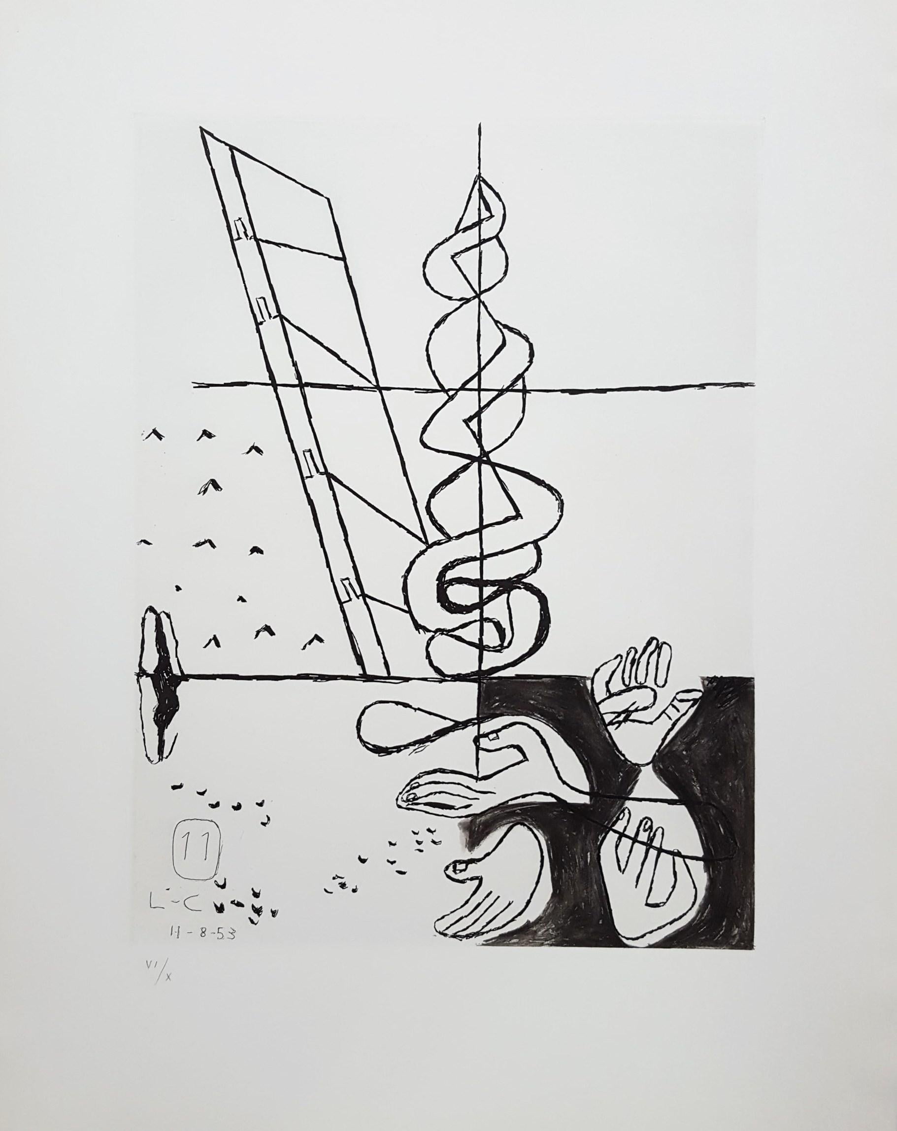 Unité, Planche 8 (Set of 2) /// Surrealism Modern Art Le Corbusier Abstract For Sale 9
