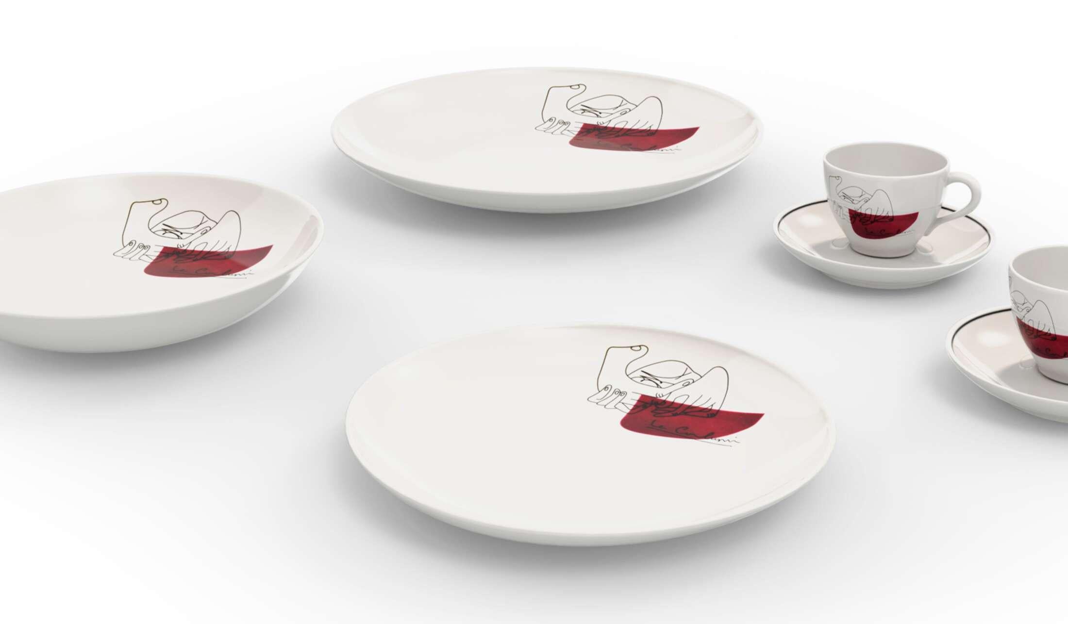 Le Corbusier Service Prunier Juego de dos platos de café para Cassina en venta 3