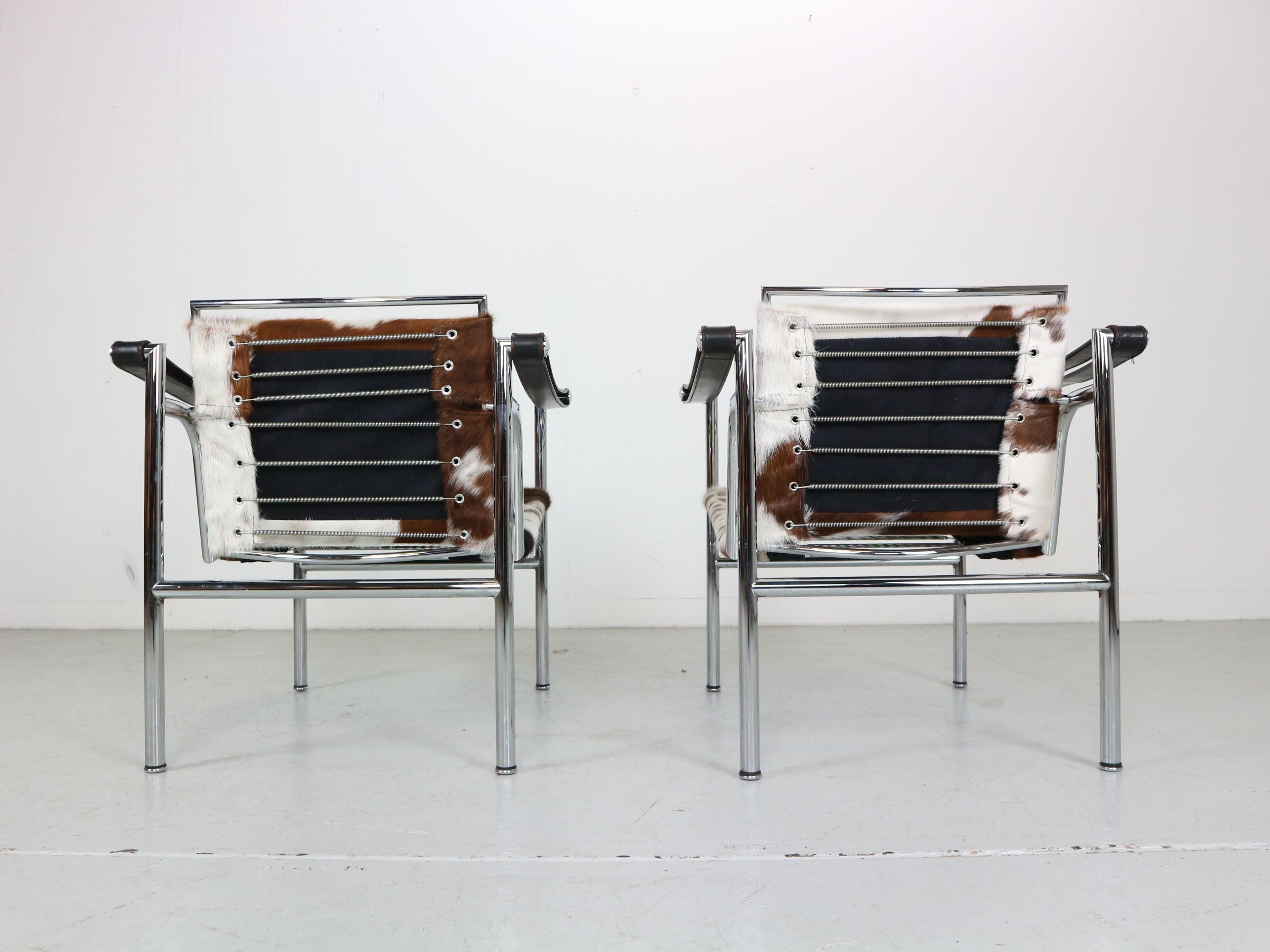 Late 20th Century Le Corbusier Set of 2 Pony Skin Armchairs Model-LC1 for Cassina, 1970s, Italy