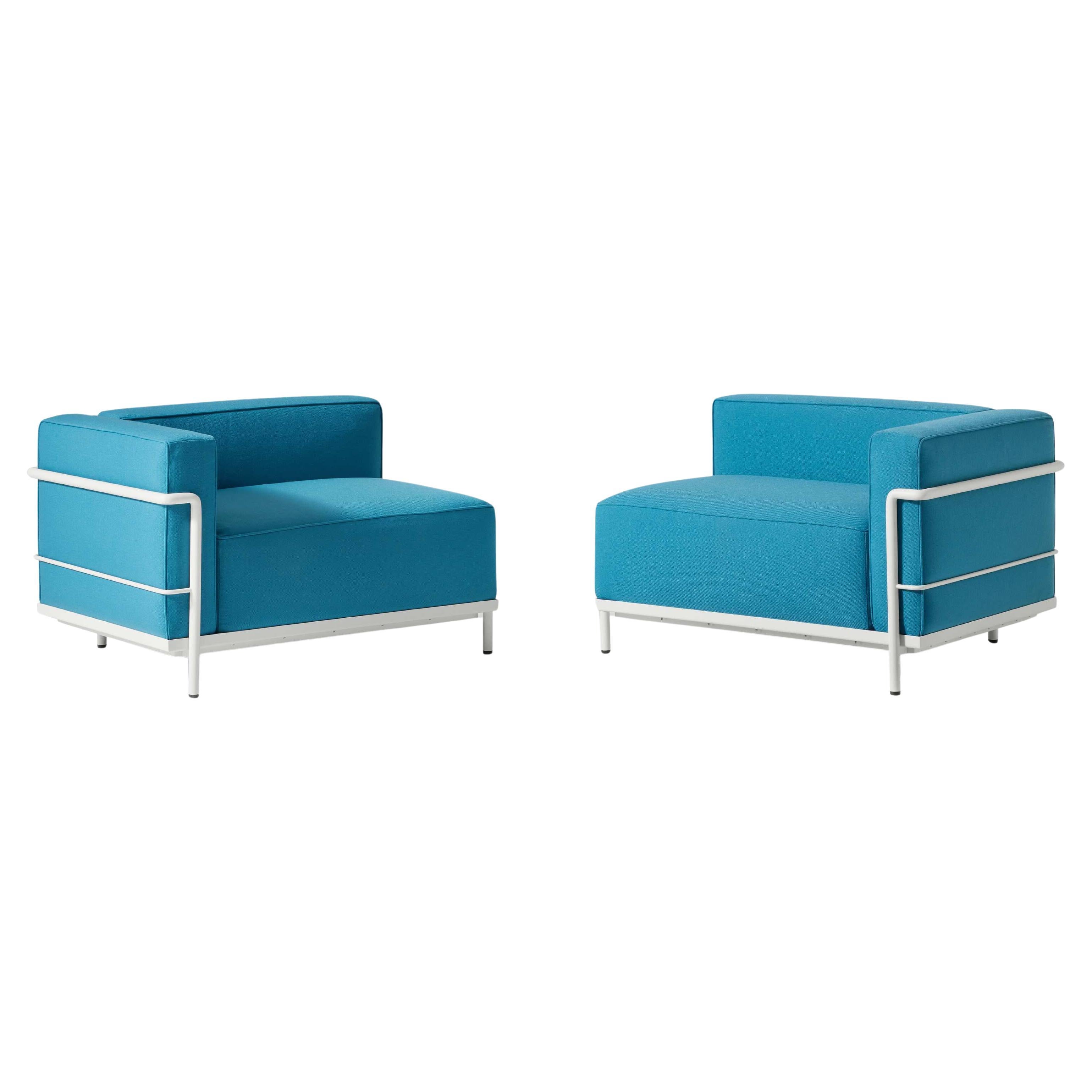 Le Corbusier Set of Two 3 Faueuil Grand Confort, Méridienne Outdoor Armchair