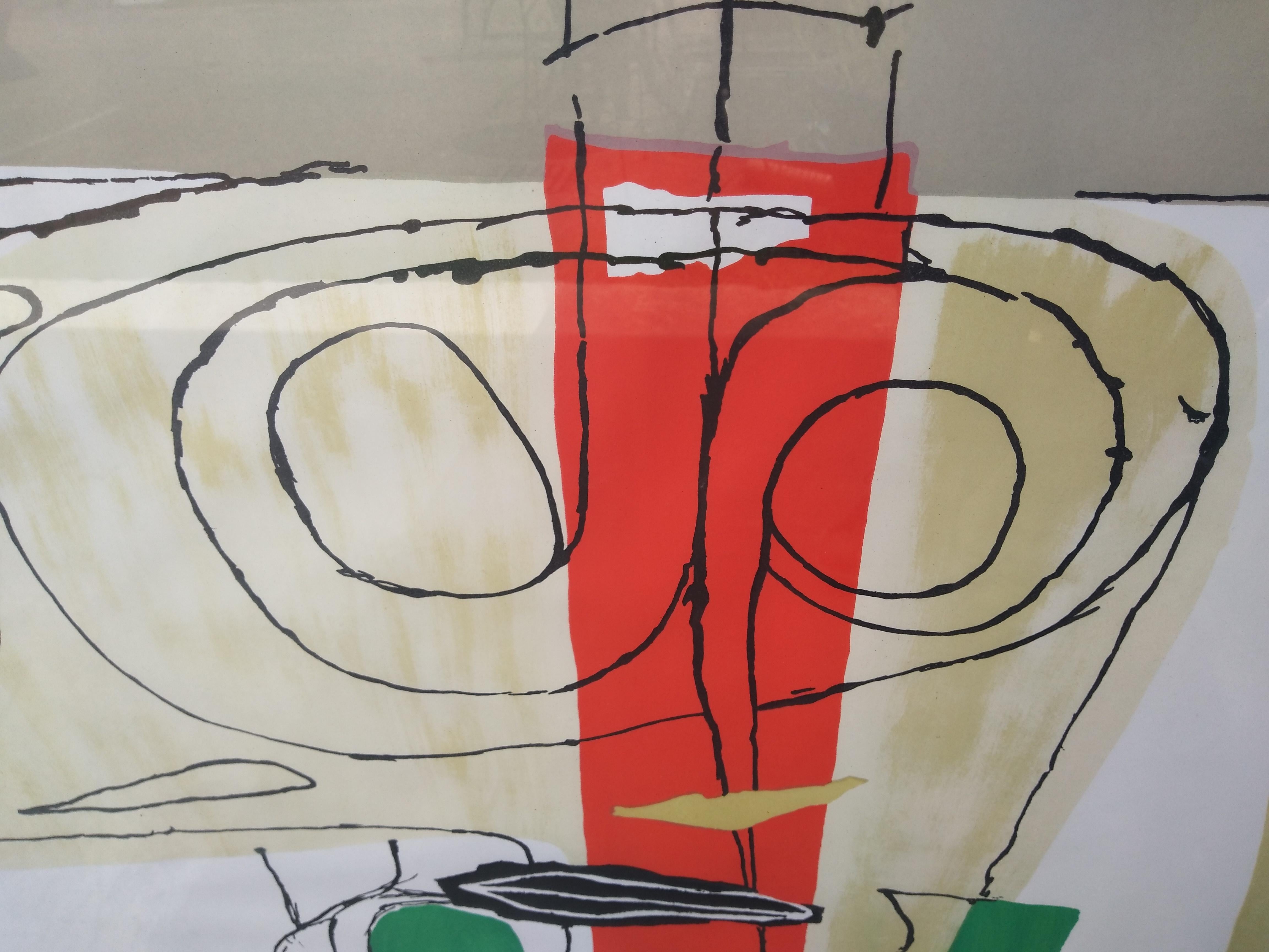 Eines der ikonischen Kunstwerke von Le Corbusier. Eine wirklich gute Ergänzung für eine Sammlung. Diese Lithographie ist in der Platte signiert und datiert 1963. Sehr gute Farben.