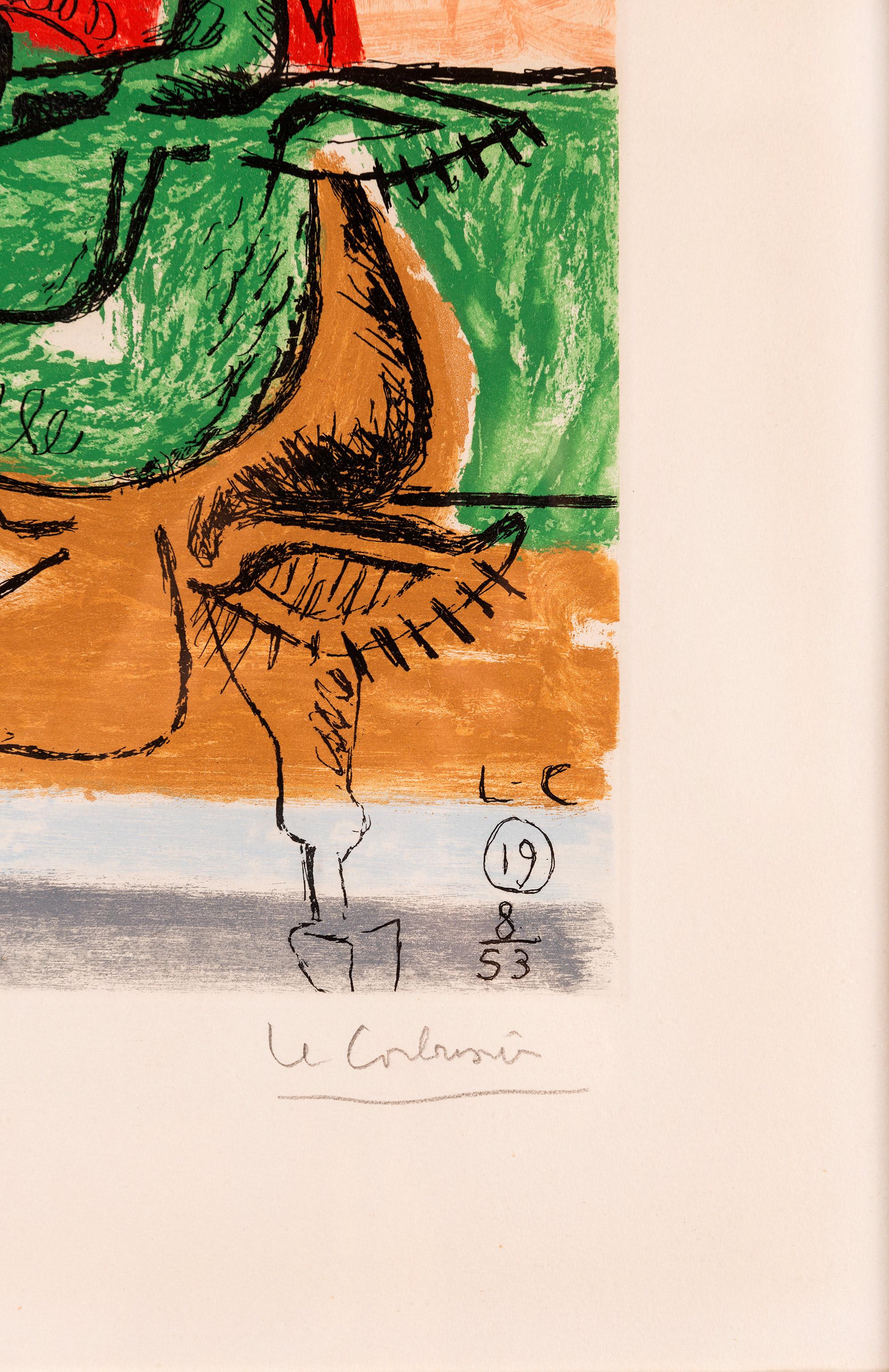 The series “Unité” consists of 20 aquatint etchings, produced between 1963 and 1965 by Le Corbusier and printed by the brothers Aldo and Piero Crommelynck, published in October 1965 by Alain C. Mazo in an edition of 160 exemplars (30 numbered with