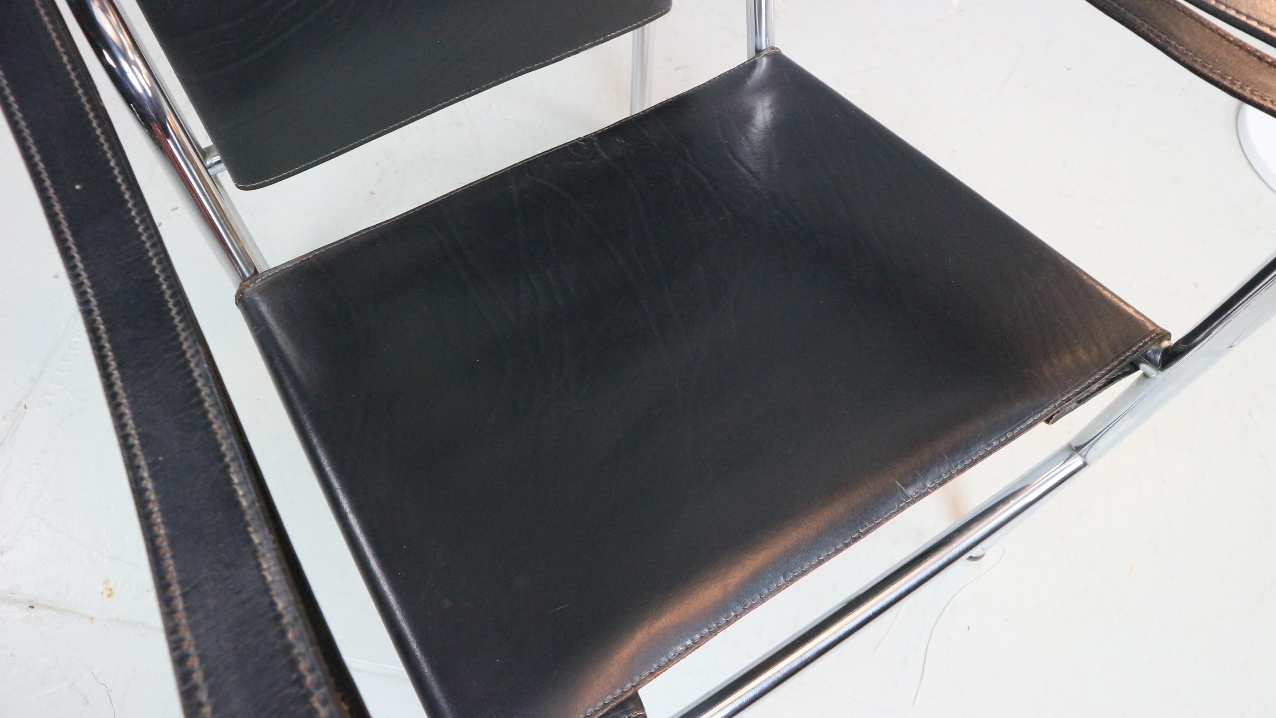 Le Corbusier Vintage Black Leather Armchair Model- LC1 for Cassina, 1970s 6