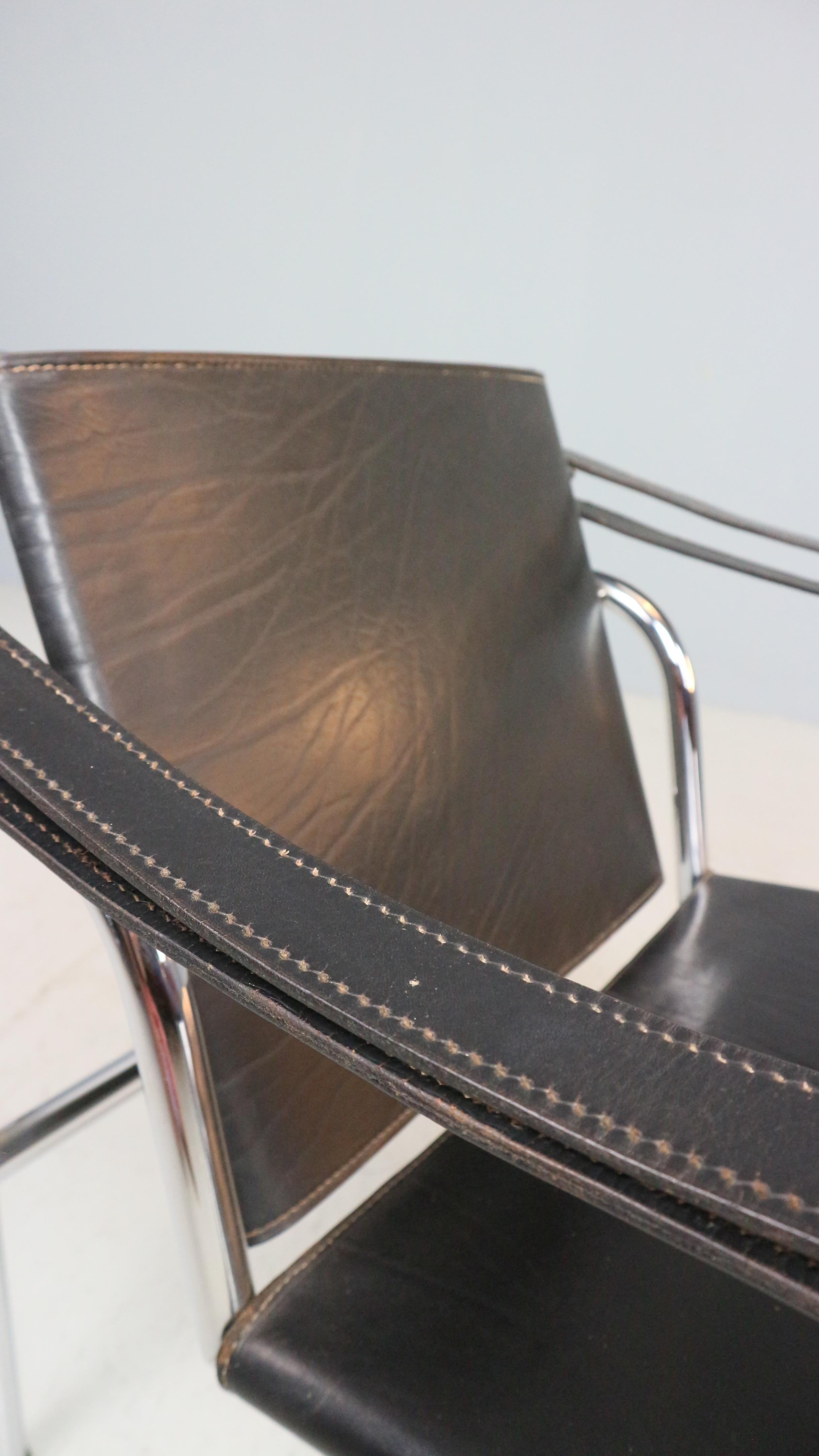 Le Corbusier Vintage Black Leather Armchair Model- LC1 for Cassina, 1970s 7