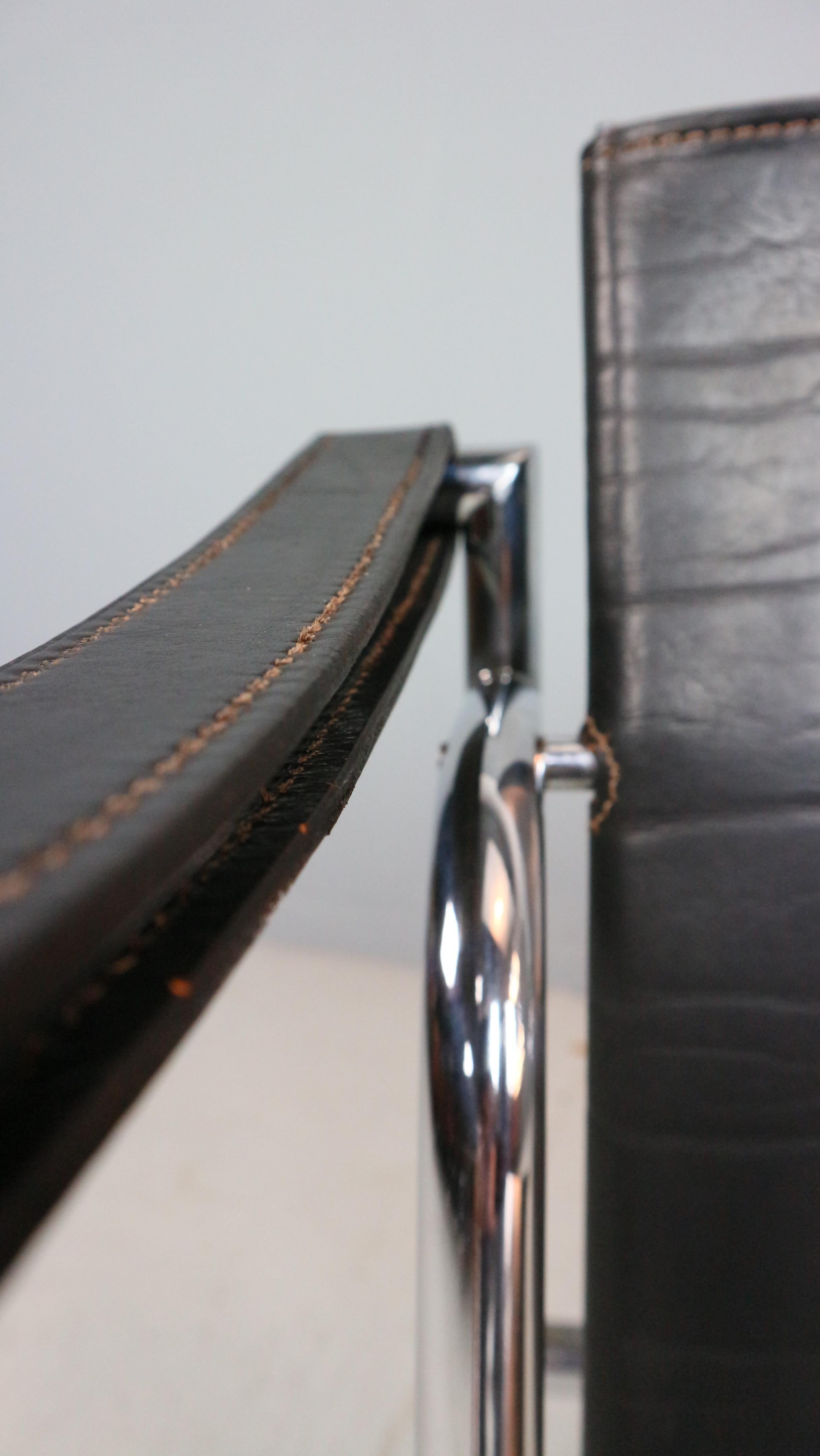 Le Corbusier Vintage Black Leather Armchair Model- LC1 for Cassina, 1970s 12