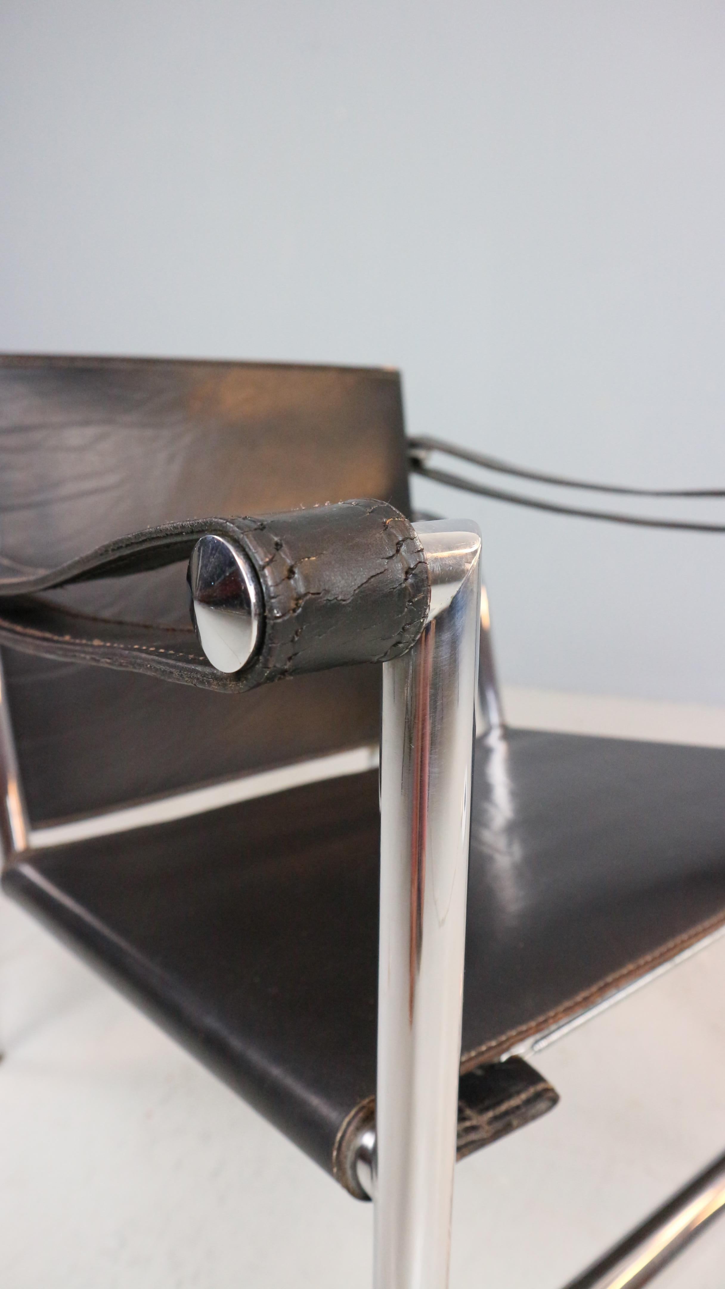 Le Corbusier Vintage Black Leather Armchair Model- LC1 for Cassina, 1970s 1