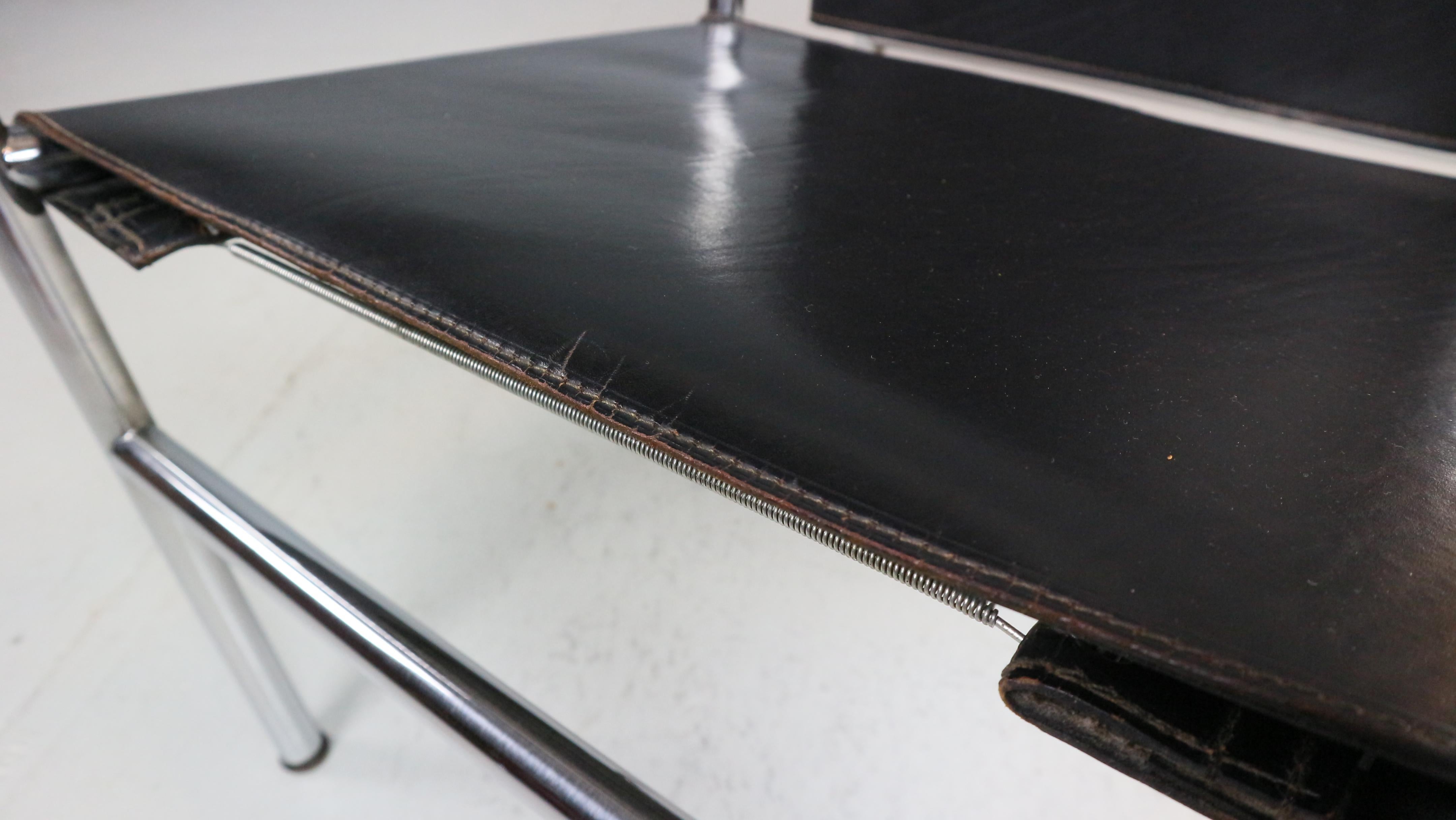 Le Corbusier Vintage Black Leather Armchair Model- LC1 for Cassina, 1970s 2