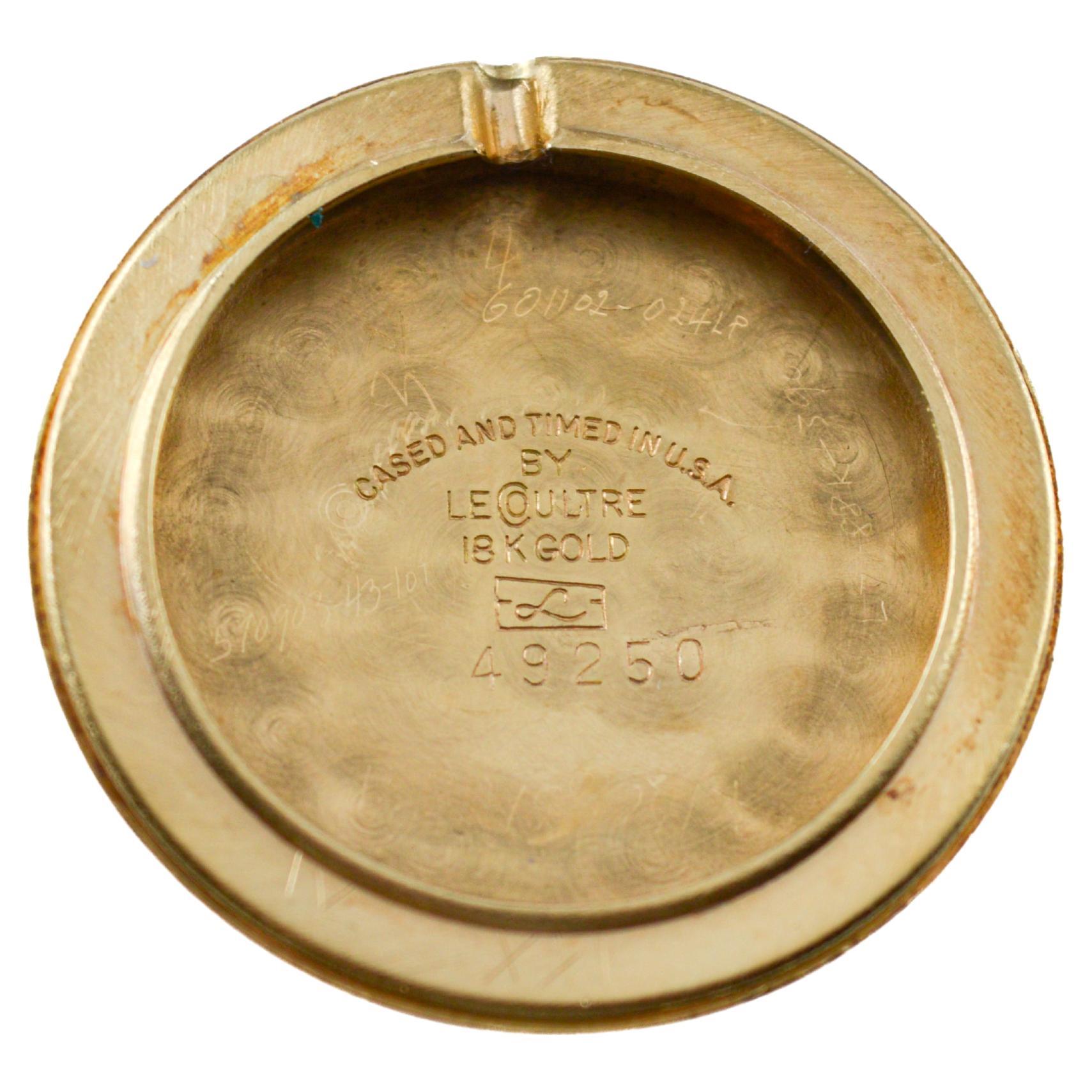 Le Coultre 18Kt Solid Gold Round Art Deco Watch in a Modernist Style 1950's For Sale 8