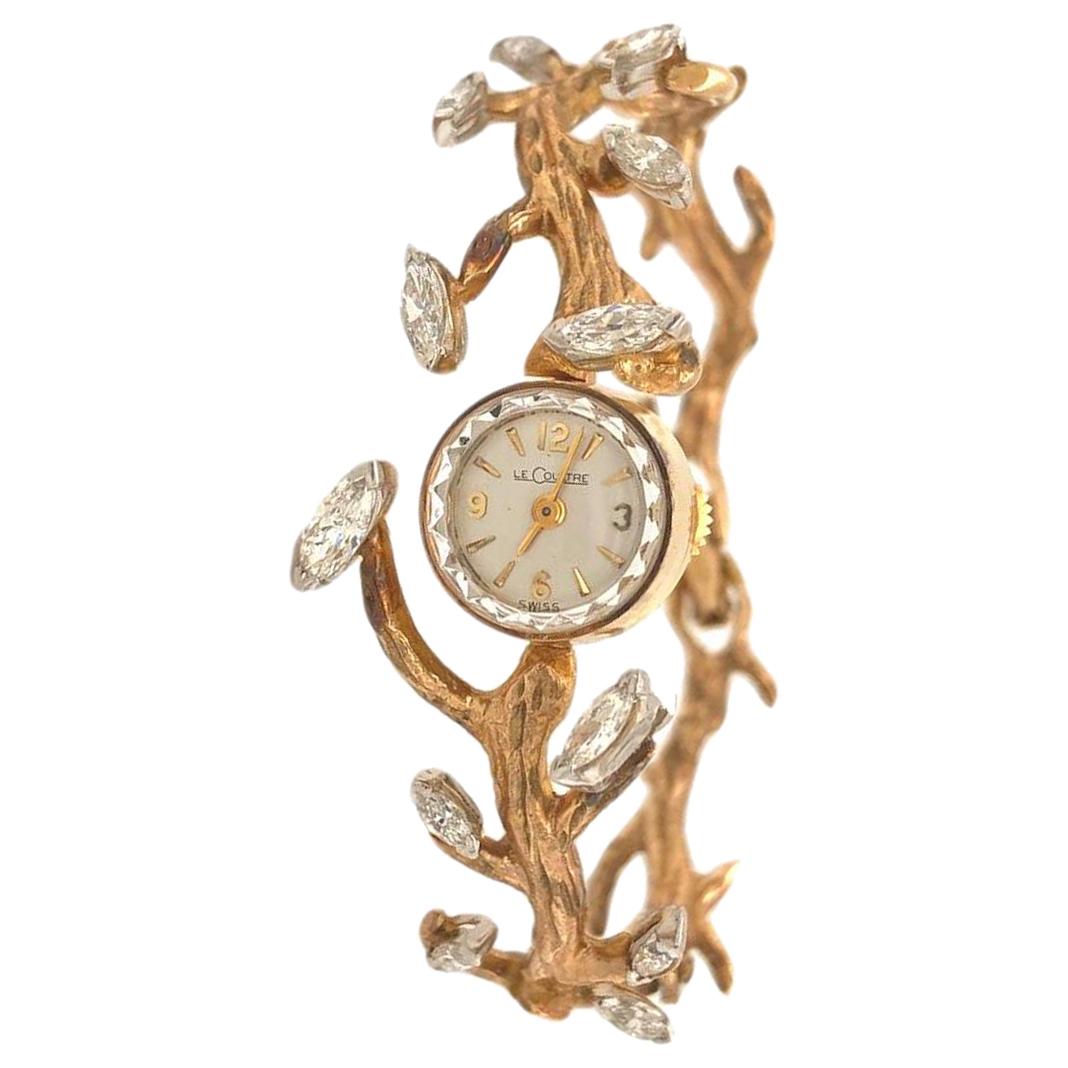 Le Coultre 1950s Vintage Gold and Diamond Ladies Dress Watch