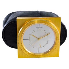 Le Coultre Gilt Travel Clock circa 1960s All Original