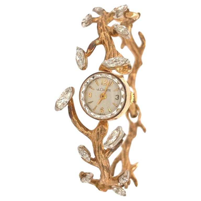 Le Coultre Gold and Marquise 1.00 Carat Diamond Ladies Dress Watch, c1950