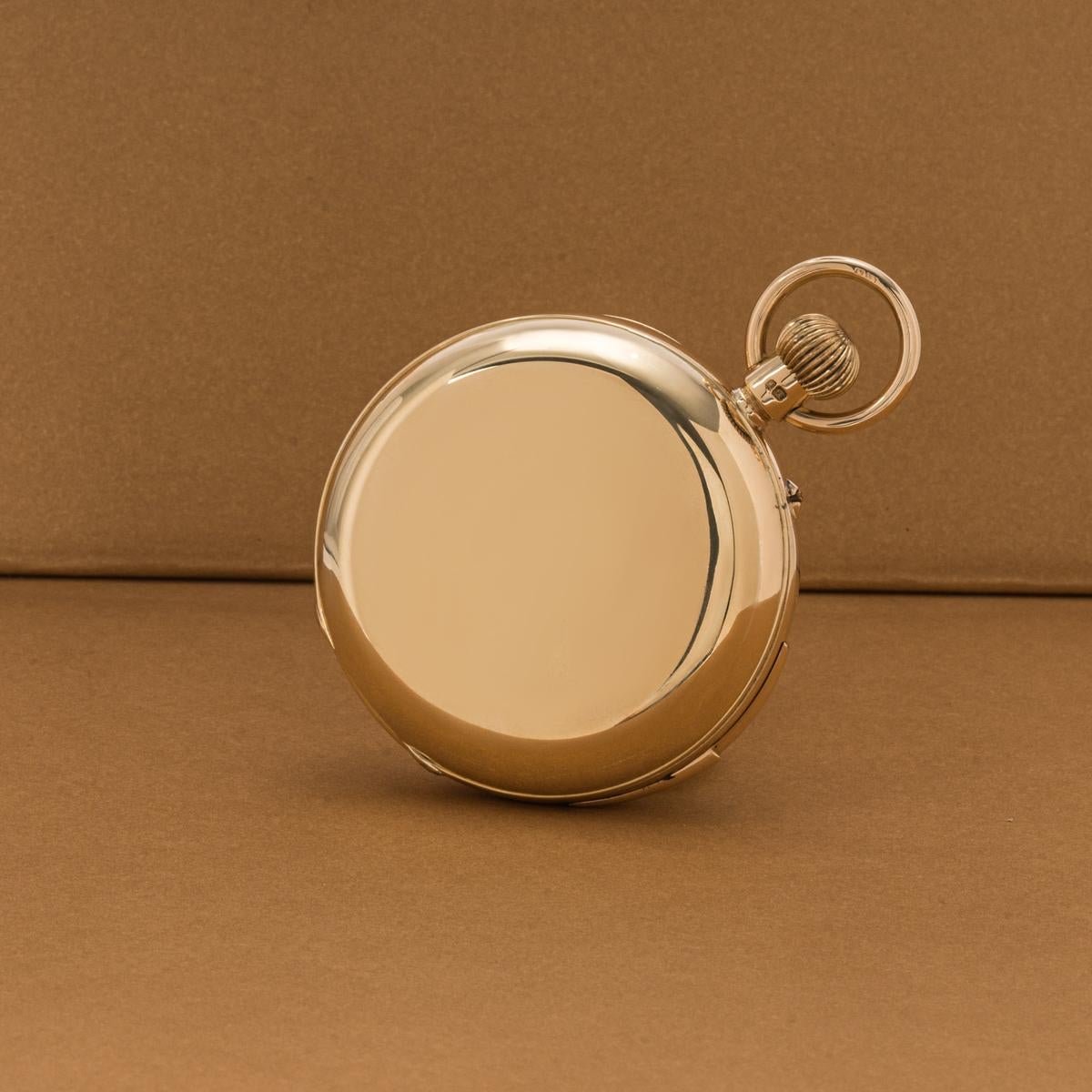 Le Coultre Gold Keyless Lever Minute Repeater Full Hunter Pocket Watch C1884 For Sale 2