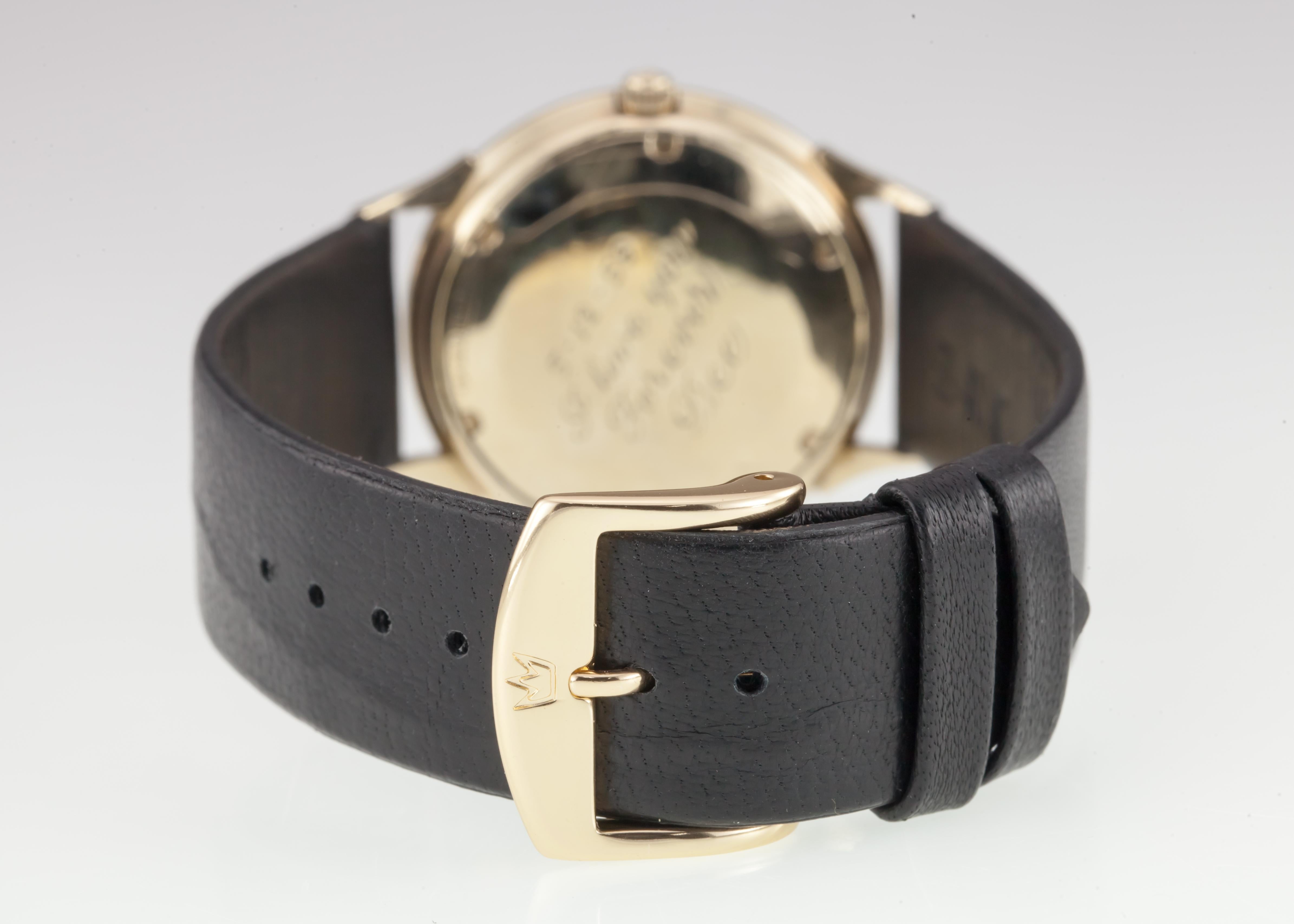 Le Coultre Men's Gold-Filled Hand-Winding Watch w/ Leather Strap Unique Hands! For Sale 1