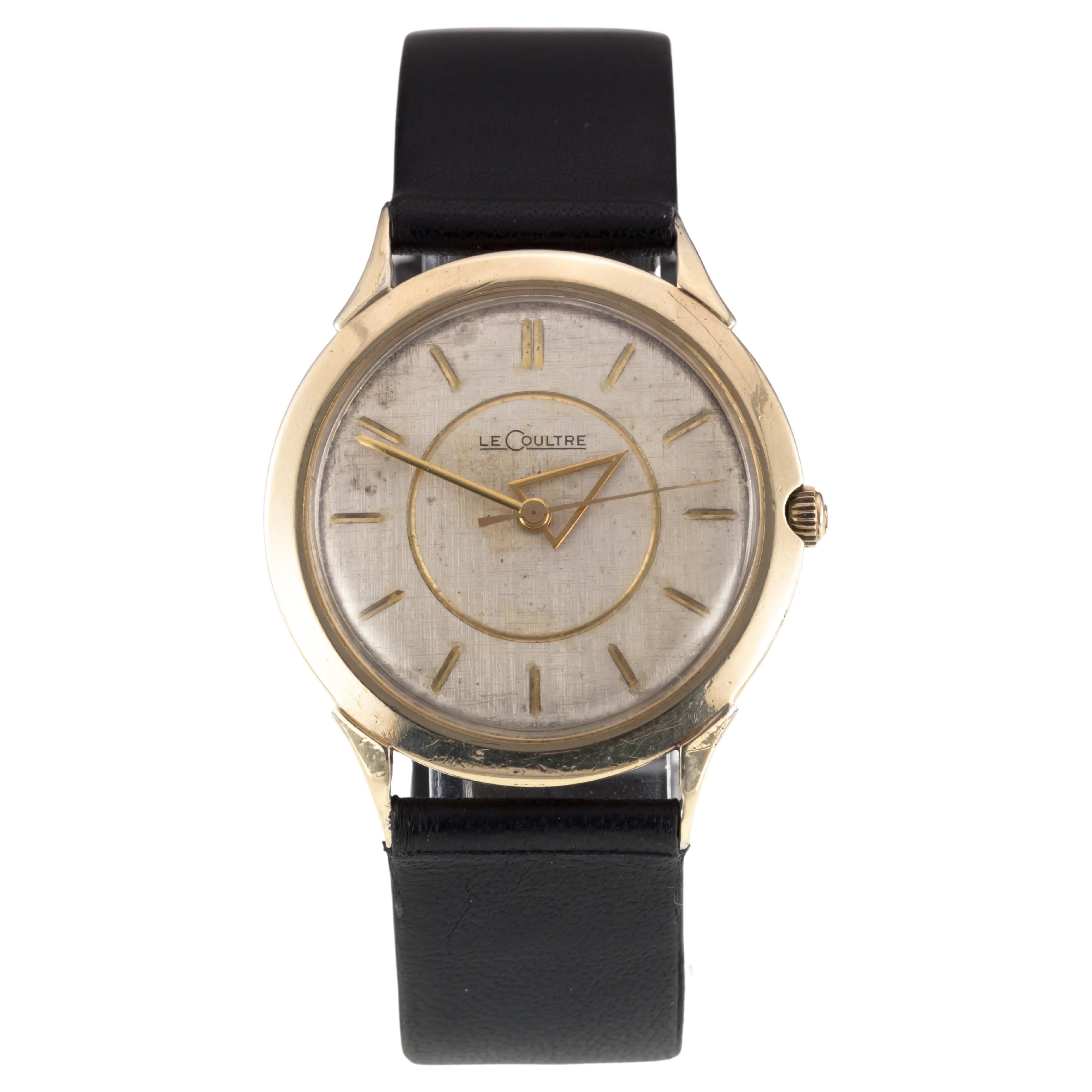 Le Coultre Men's Gold-Filled Hand-Winding Watch w/ Leather Strap Unique Hands!