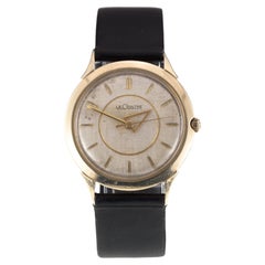 Retro Le Coultre Men's Gold-Filled Hand-Winding Watch w/ Leather Strap Unique Hands!