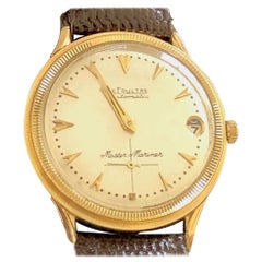 Vintage Le Coultre Men's Master Mariner 14-Karat Gold Watch with Box and Papers