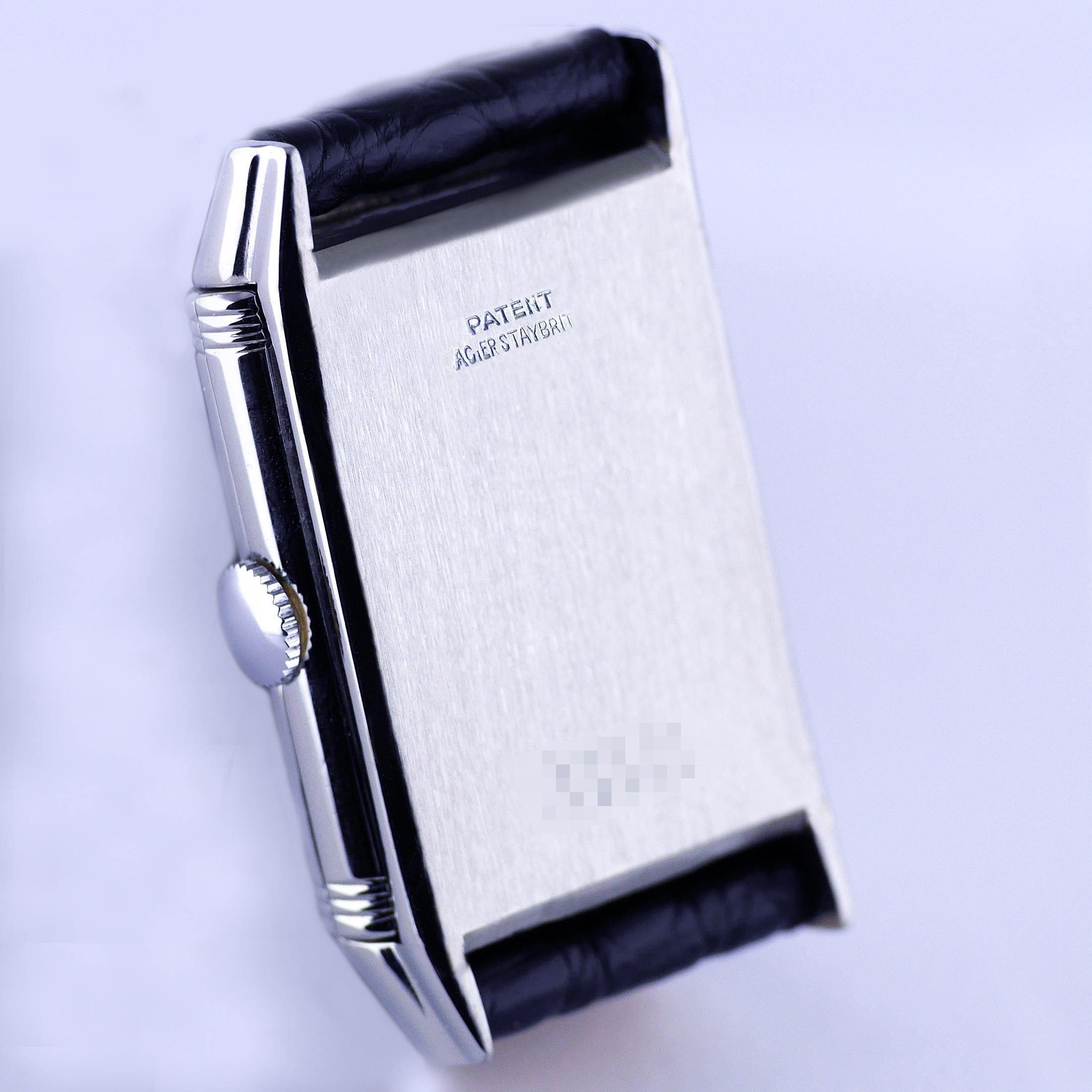 Le Coultre Reverso, Art Deco, Stainless Steel Wristwatch, circa 1934 For Sale 5