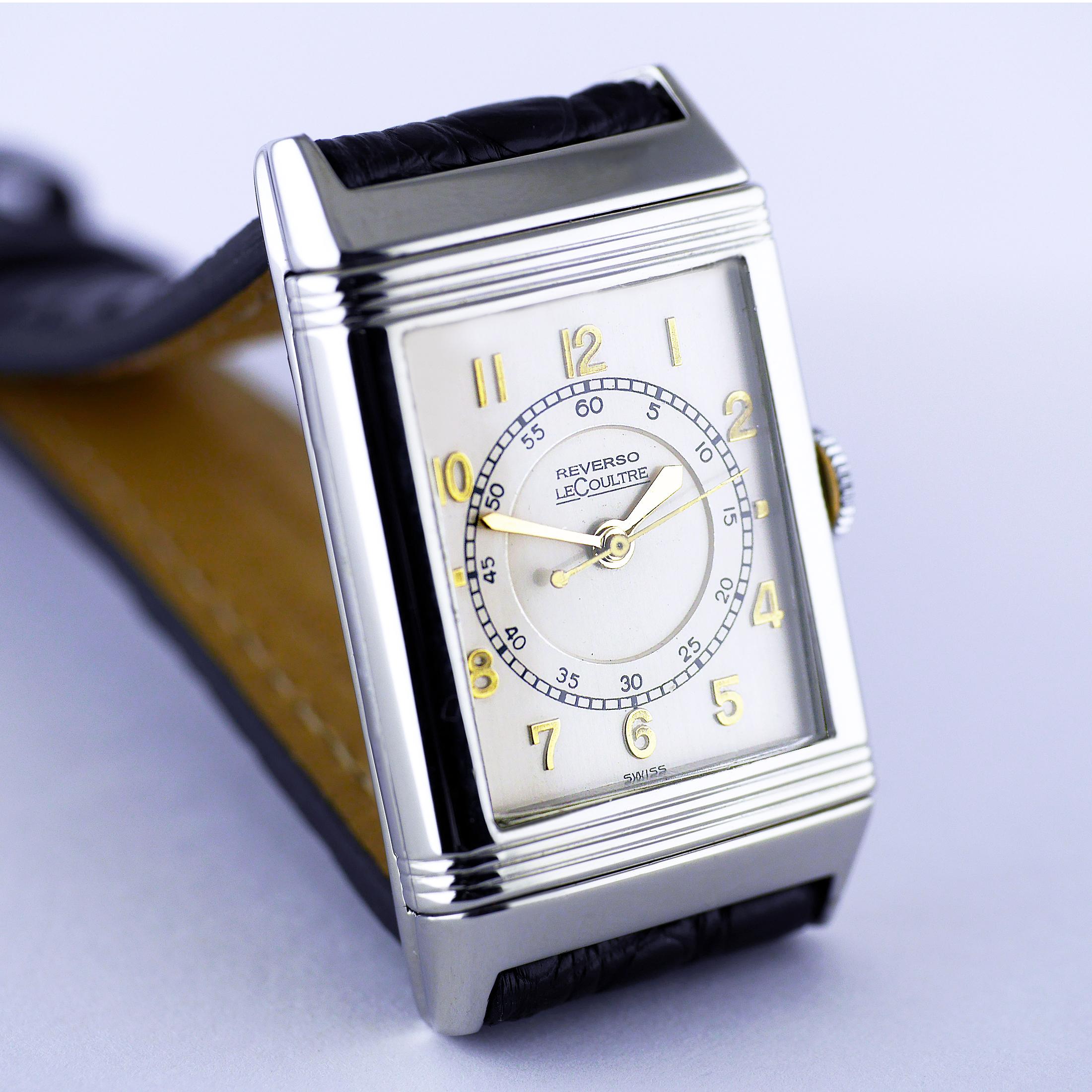 Le Coultre Reverso, Art Deco, Edelstahl-Armbanduhr, um 1934 im Zustand „Hervorragend“ im Angebot in London, GB