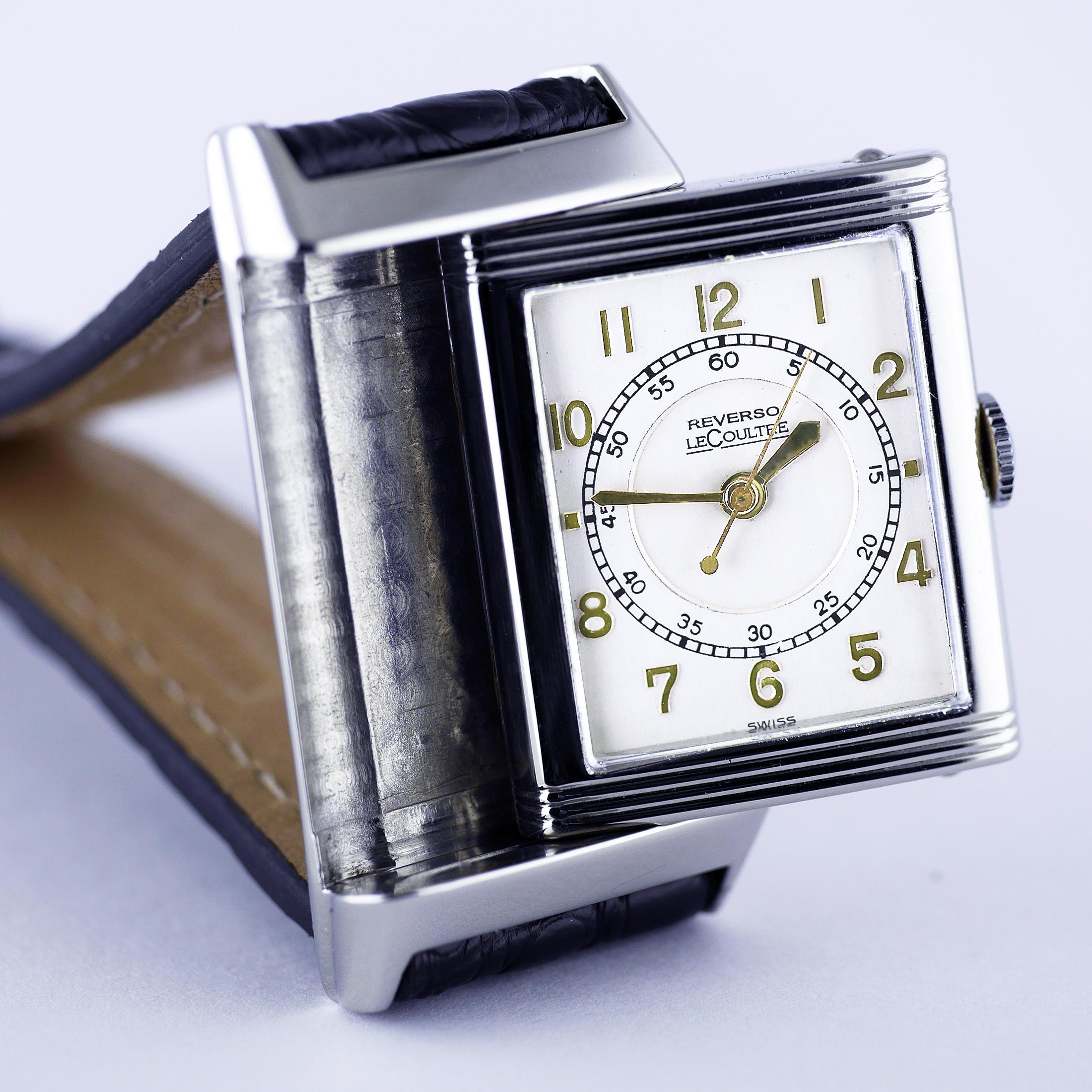Le Coultre Reverso, Art Deco, Edelstahl-Armbanduhr, um 1934 für Damen oder Herren im Angebot