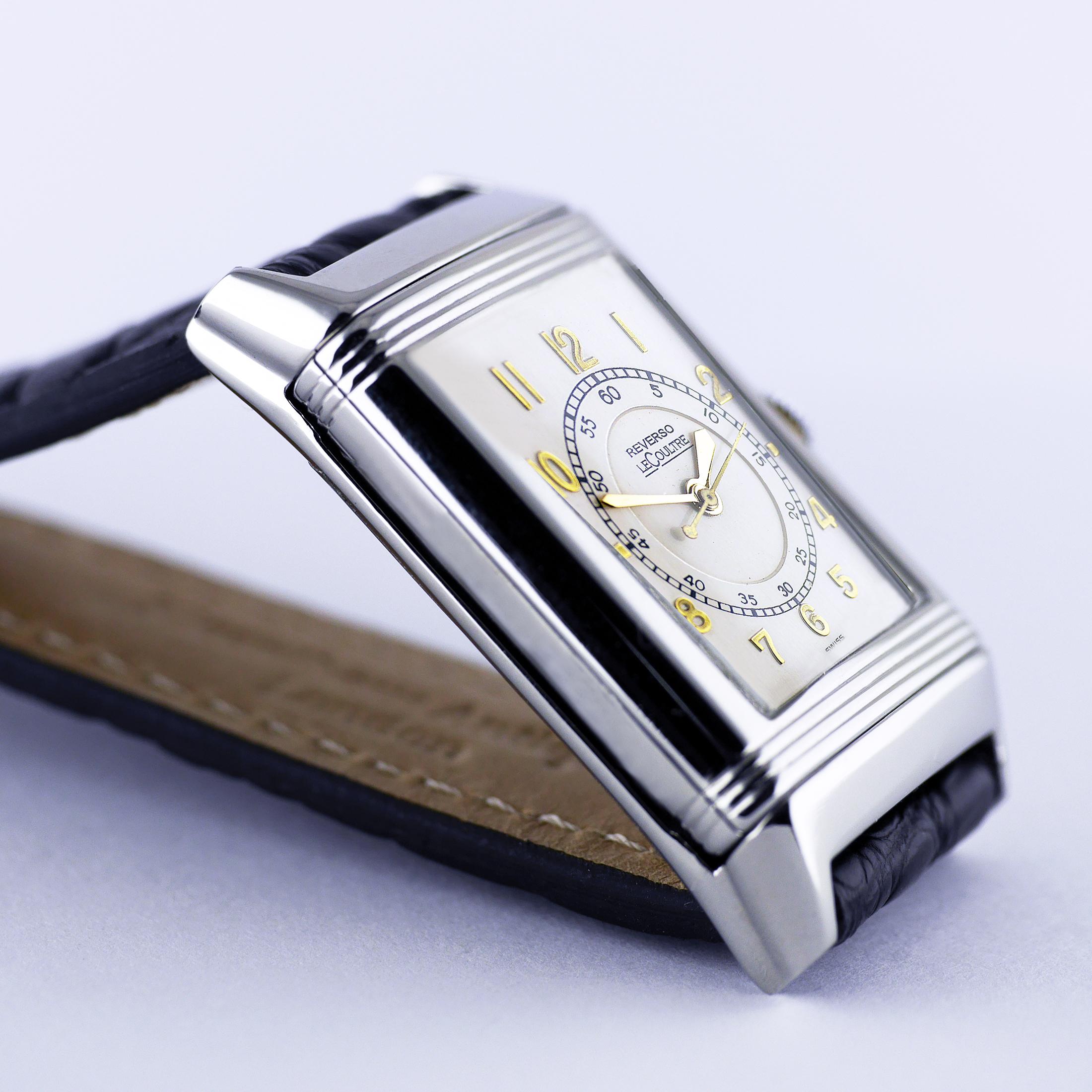Women's or Men's Le Coultre Reverso, Art Deco, Stainless Steel Wristwatch, circa 1934 For Sale