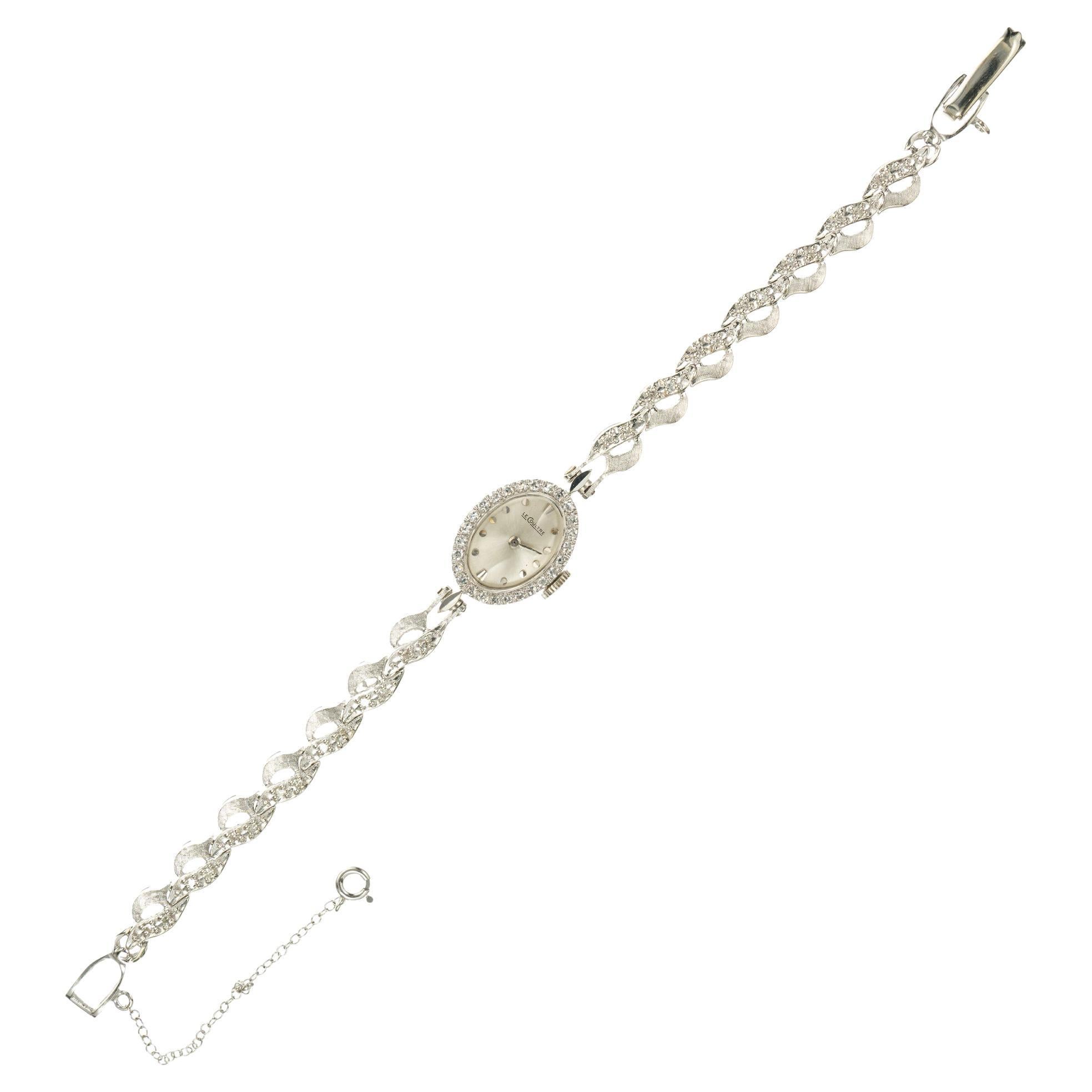 Le Coultre VIntage 1960's Ladies Diamond White Gold Wristwatch