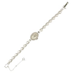 Le Coultre Retro 1960's Ladies Diamond White Gold Wristwatch