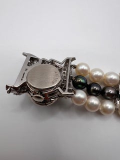 Le Courie 14kt White Gold, Diamond and Black and White Pearl Covered Watch